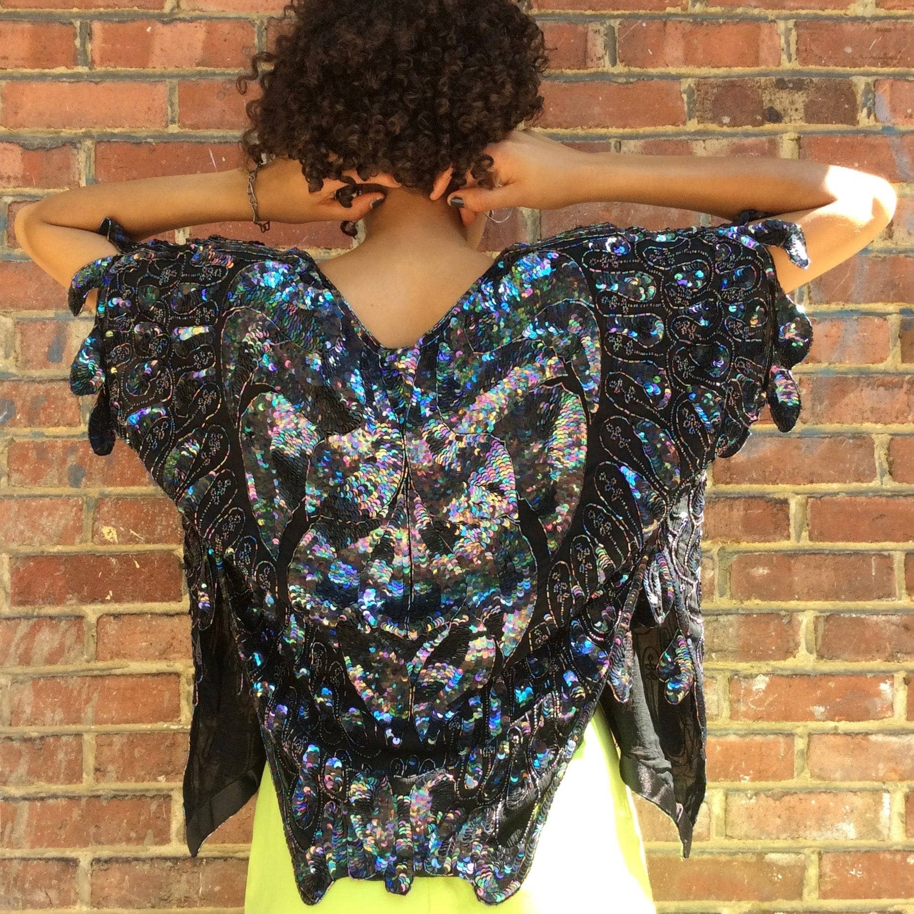 1980s-1990s Beaded & sequin Butterfly shape man evening top - Image 5