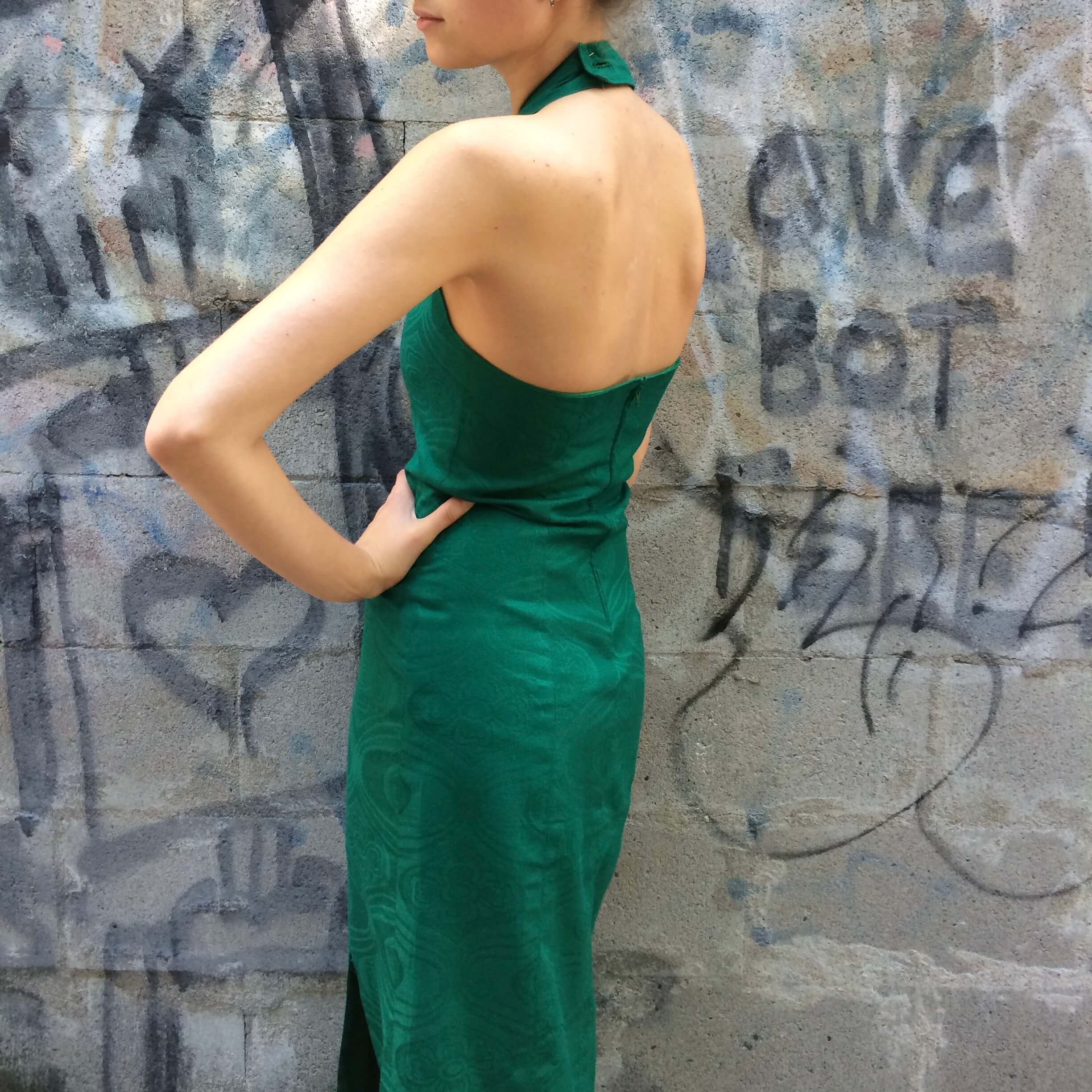 Emerald Green Front Slit Maxi Sheath Dress Small - Image 2