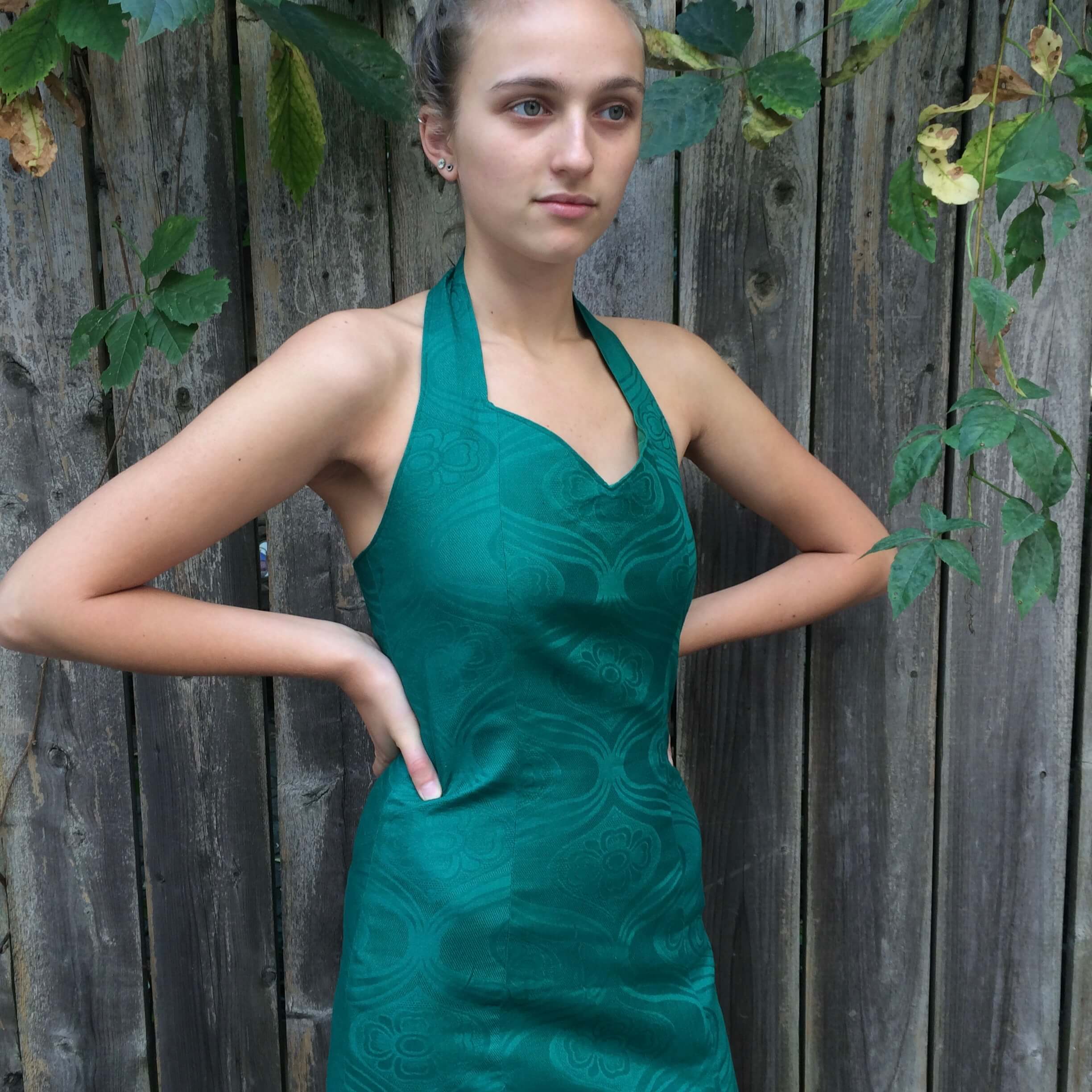 Emerald Green Front Slit Maxi Sheath Dress Small - Image 6
