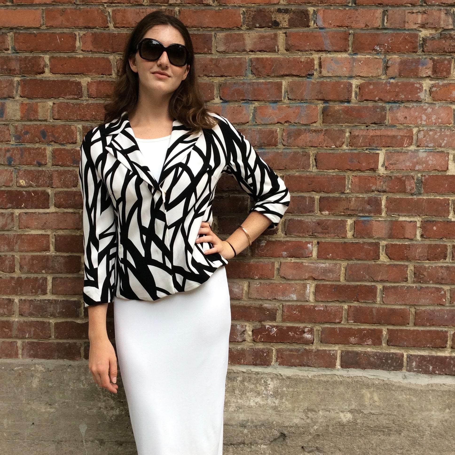 Escada Black and White Printed Blazer Small/Medium
