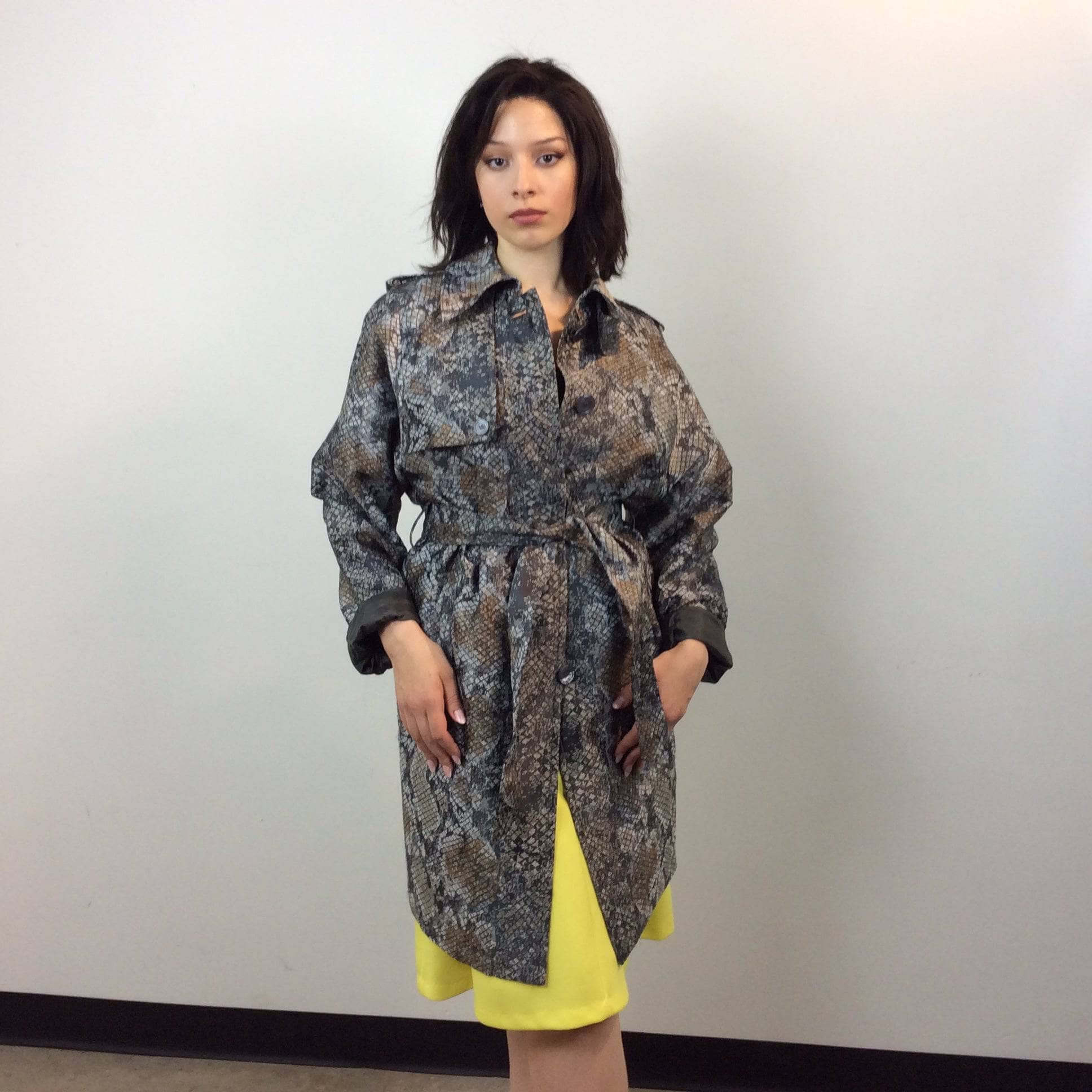 Escada Snake Print Designer Trench Coat Small / Medium - Image 3