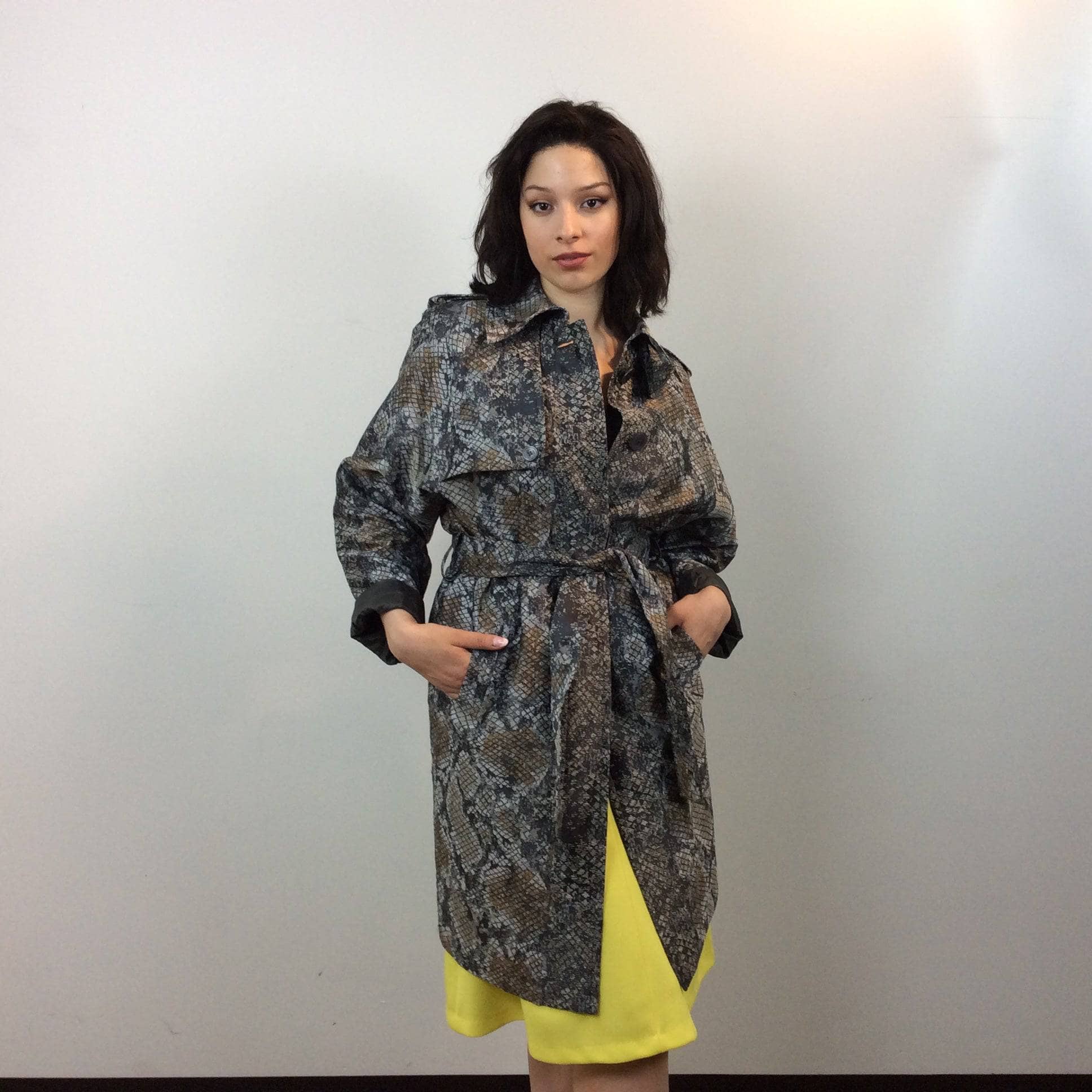 Escada Snake Print Designer Trench Coat Small / Medium - Image 4