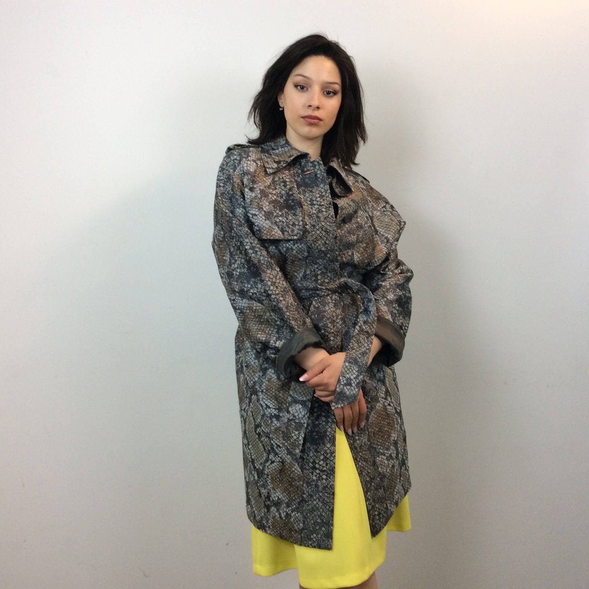 Escada Snake Print Designer Trench Coat Small / Medium - Image 7