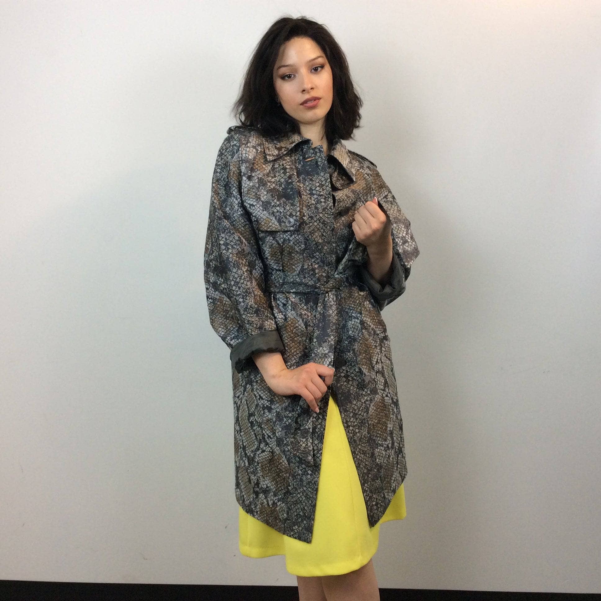 Escada Snake Print Designer Trench Coat Small / Medium - Image 8