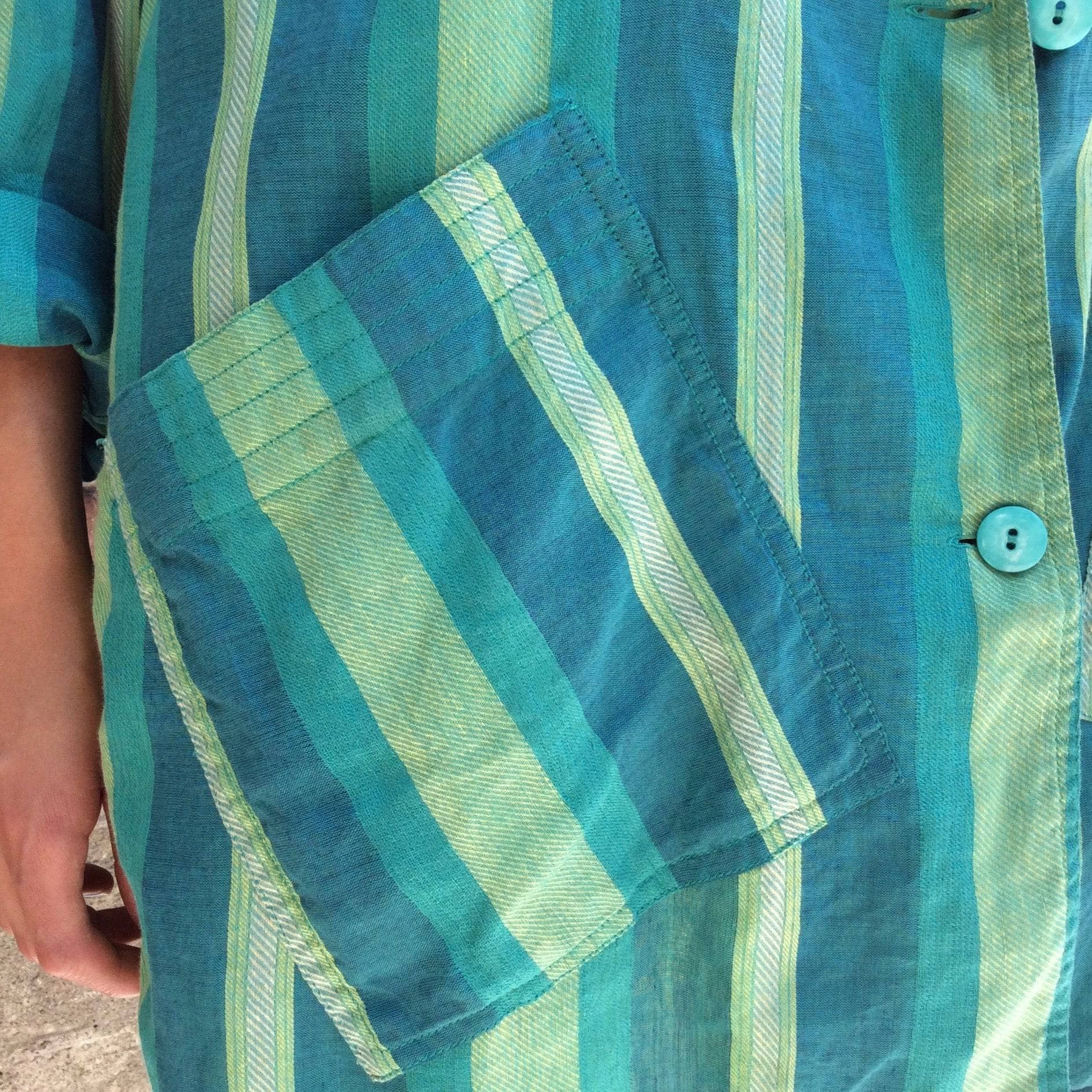 1980s "Giancarlo Ricci" Unstructured Oversize Striped Green Blazer - Image 8