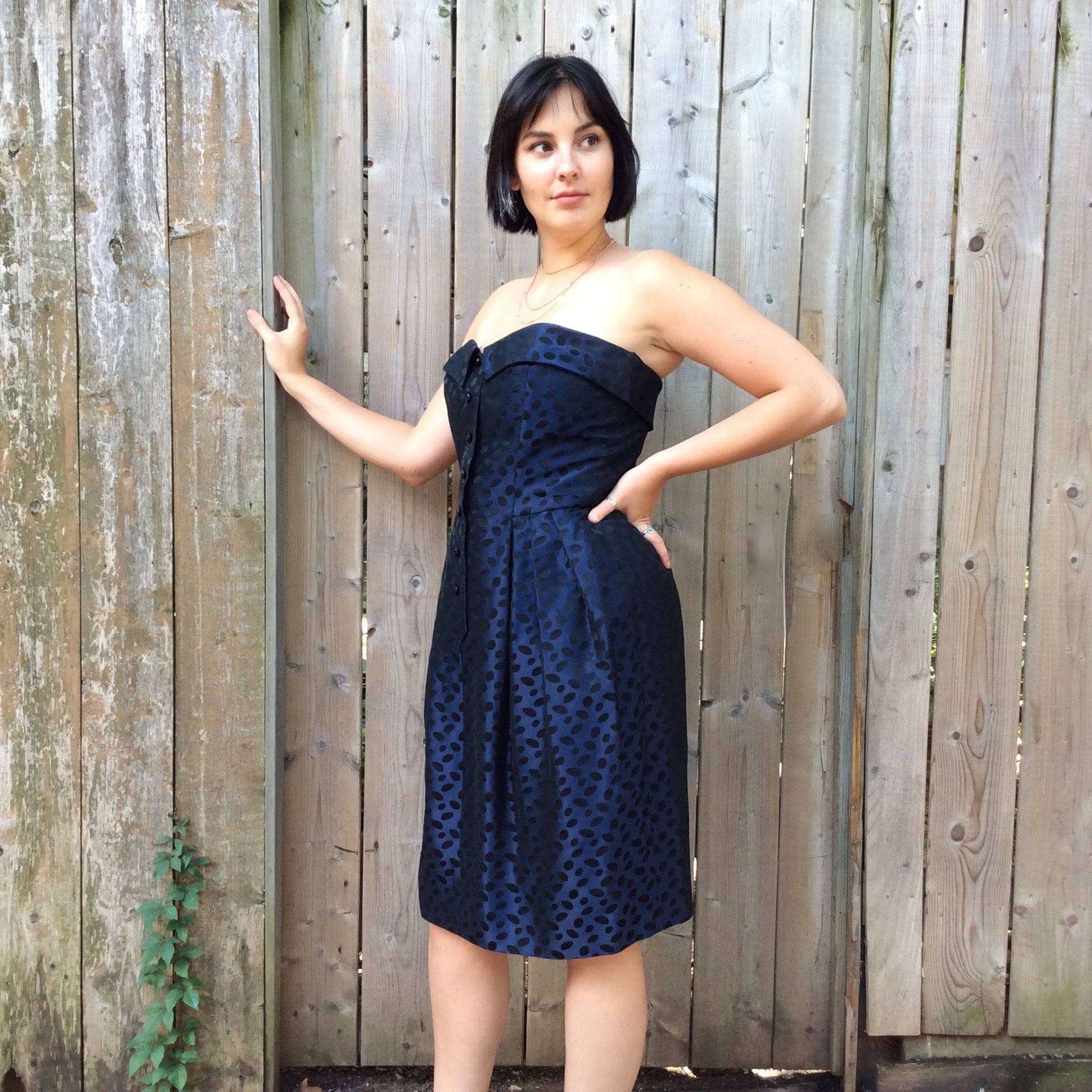 Guy Laroche Designer Dark Blue Bustier Dress Medium - Image 3
