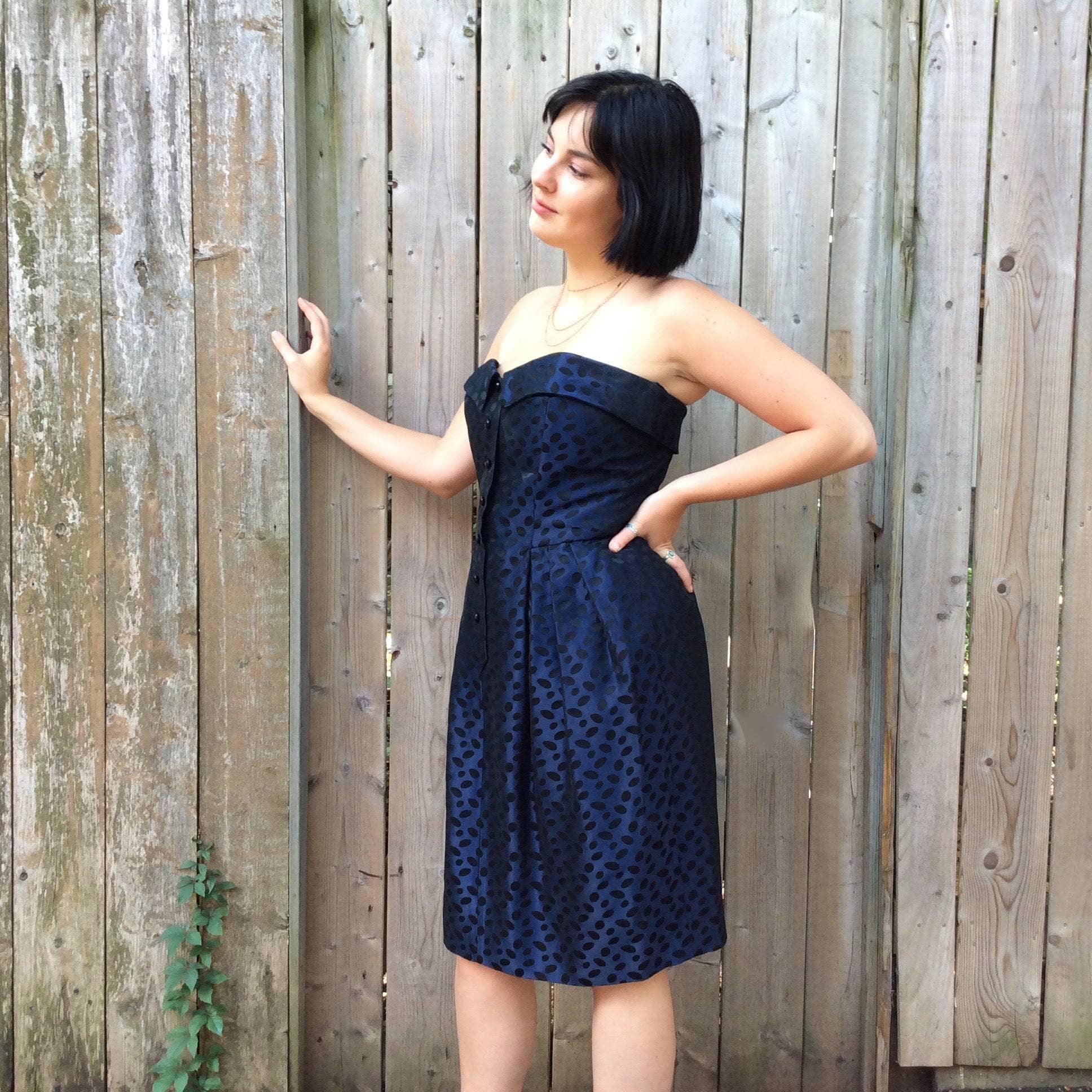 Guy Laroche Designer Dark Blue Bustier Dress Medium - Image 4
