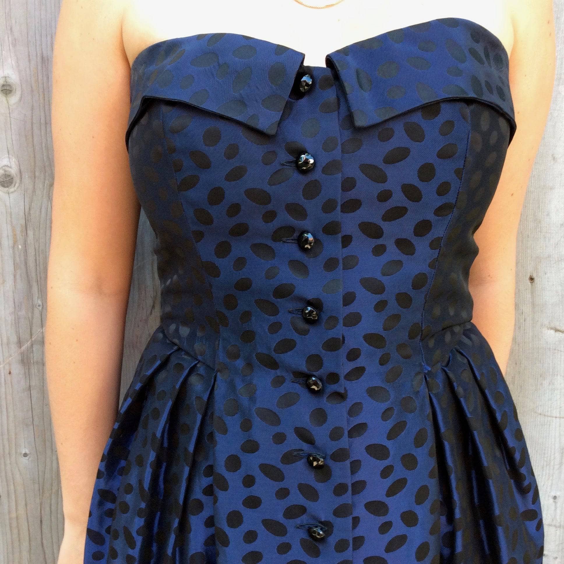 Guy Laroche Designer Dark Blue Bustier Dress Medium - Image 7
