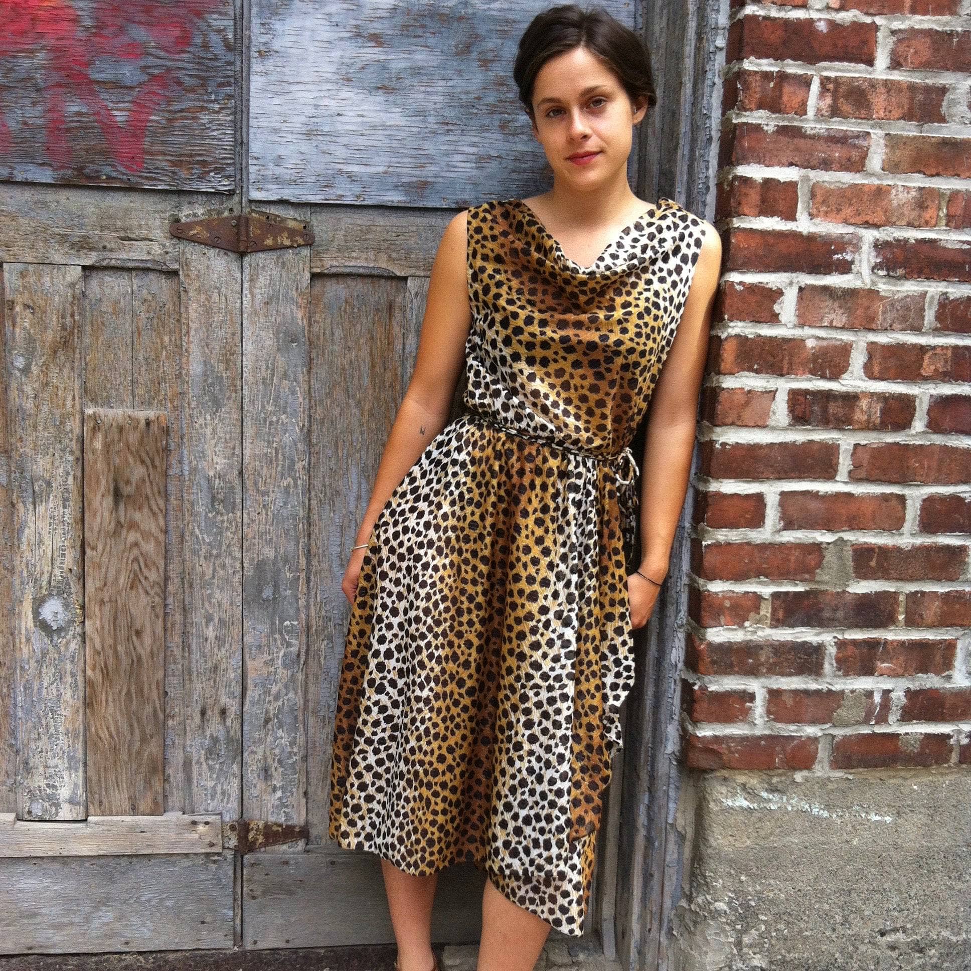 Handmade Leopard Print Flowy Wrap Dress Small/Medium