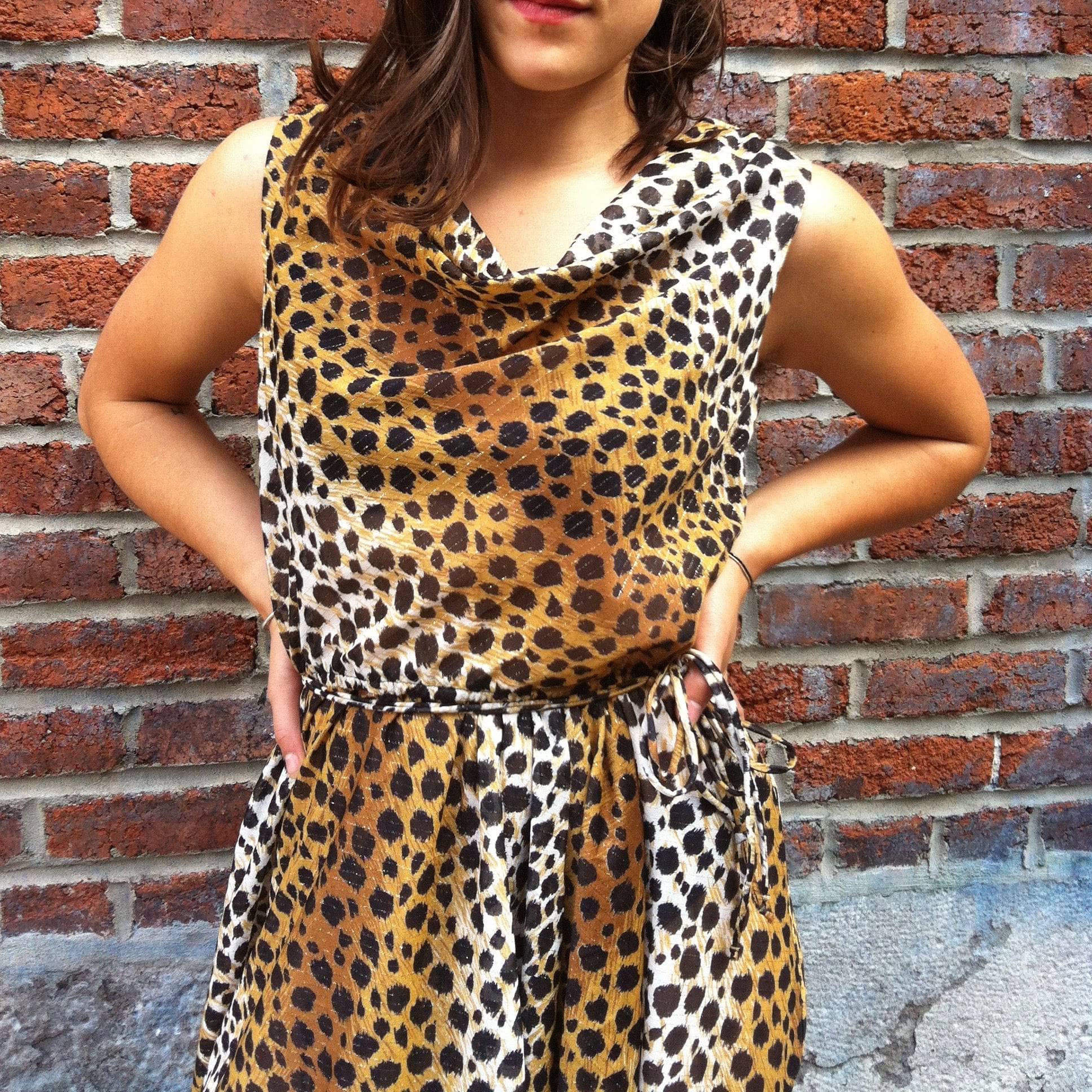 Handmade Leopard Print Flowy Wrap Dress Small/Medium - Image 2