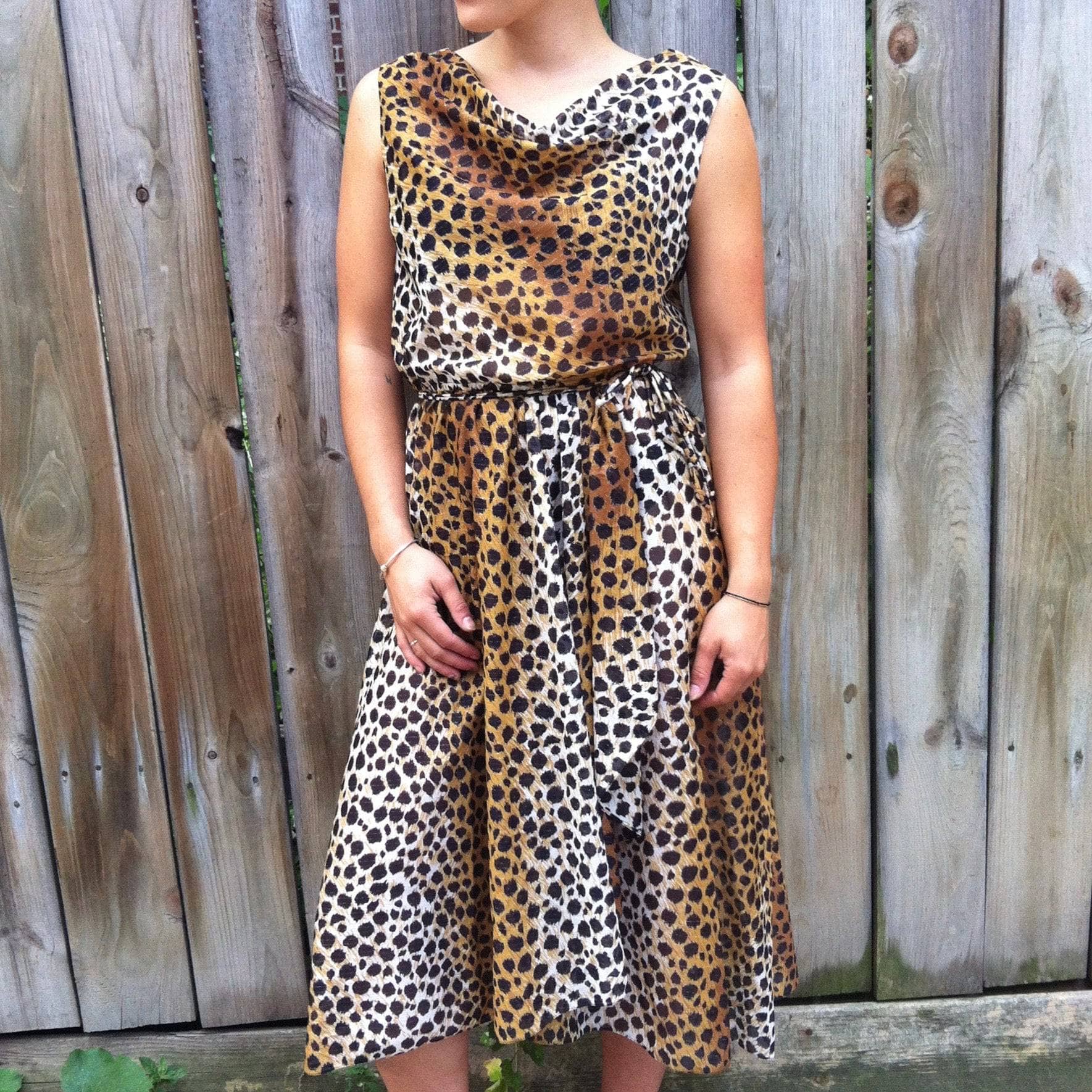 Handmade Leopard Print Flowy Wrap Dress Small/Medium - Image 5