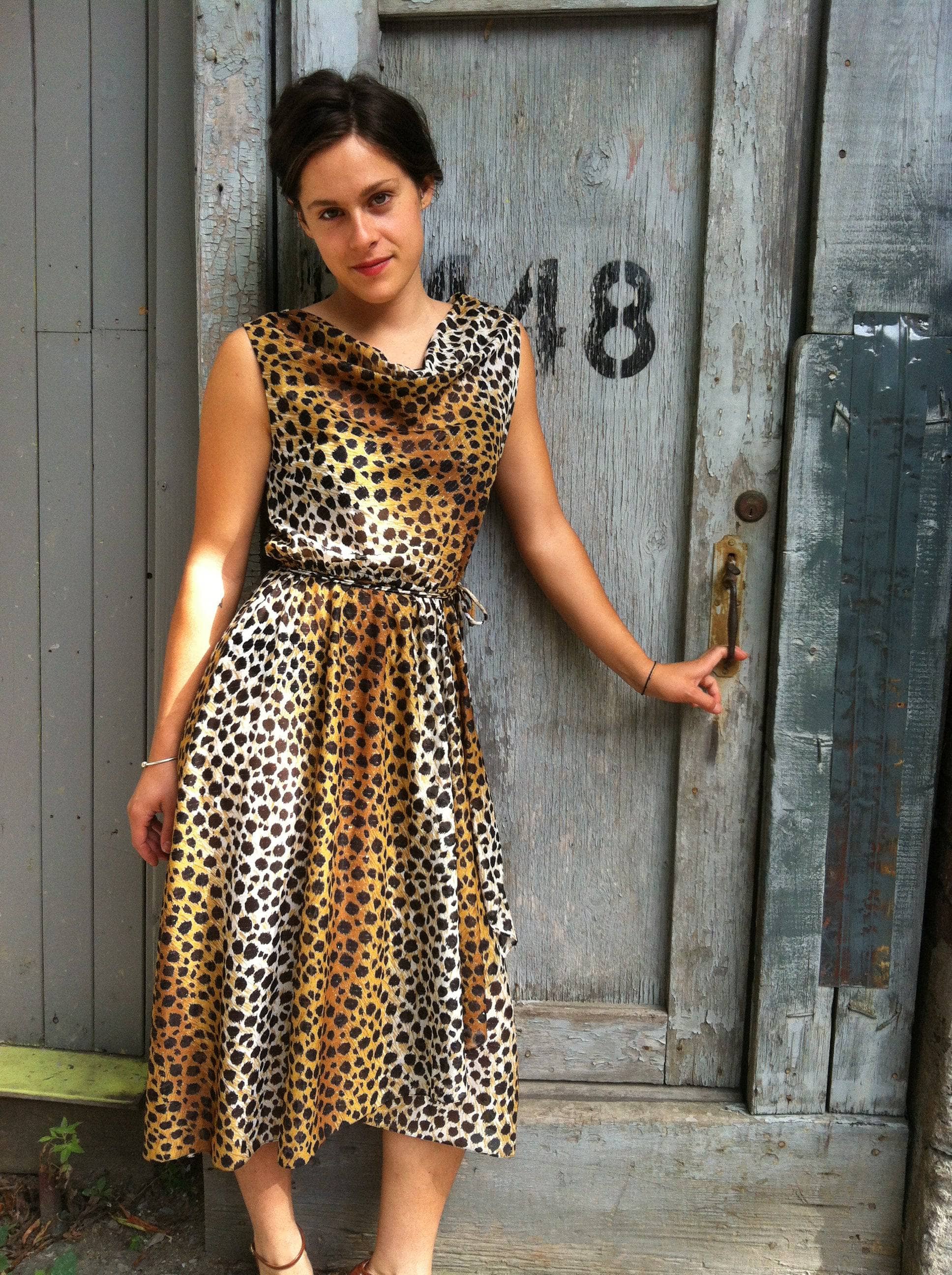 Handmade Leopard Print Flowy Wrap Dress Small/Medium - Image 6