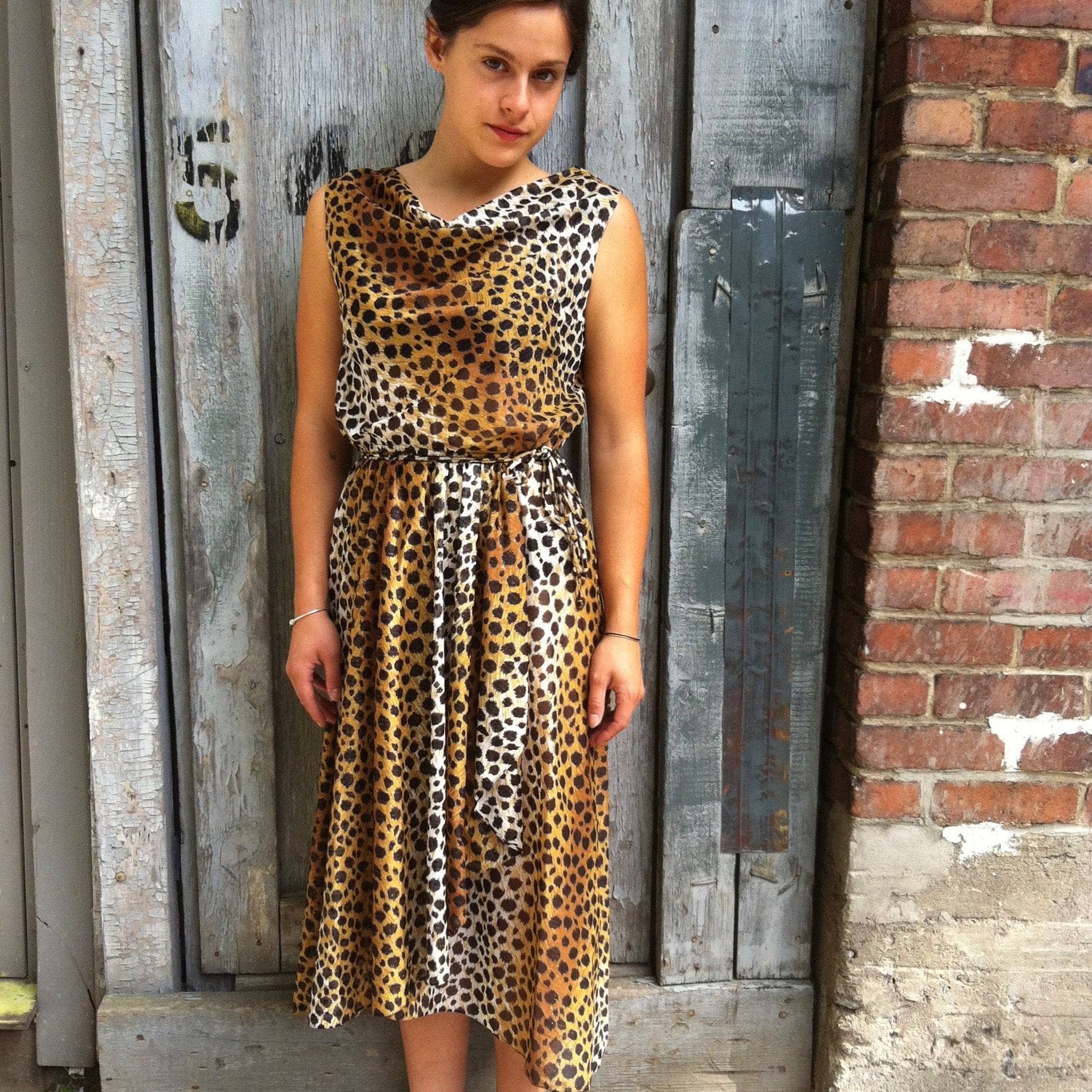 Handmade Leopard Print Flowy Wrap Dress Small/Medium - Image 7