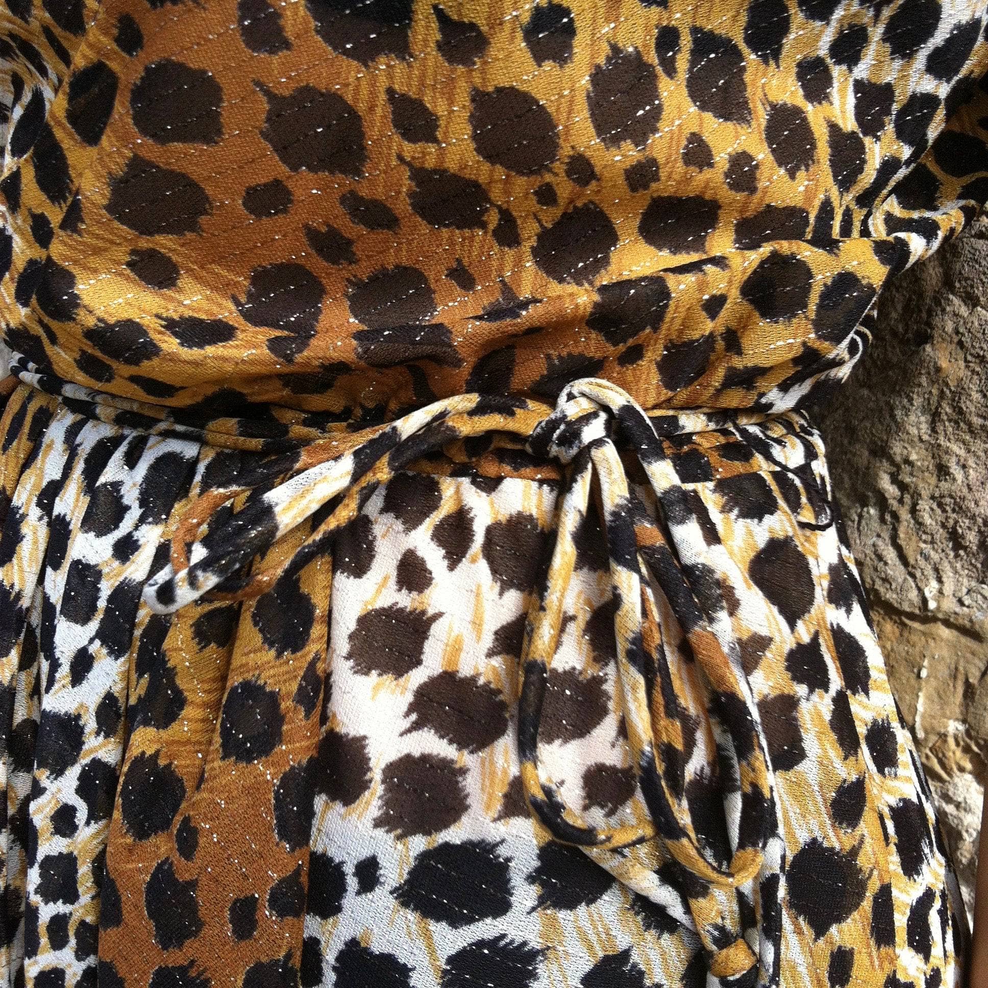 Handmade Leopard Print Flowy Wrap Dress Small/Medium - Image 8