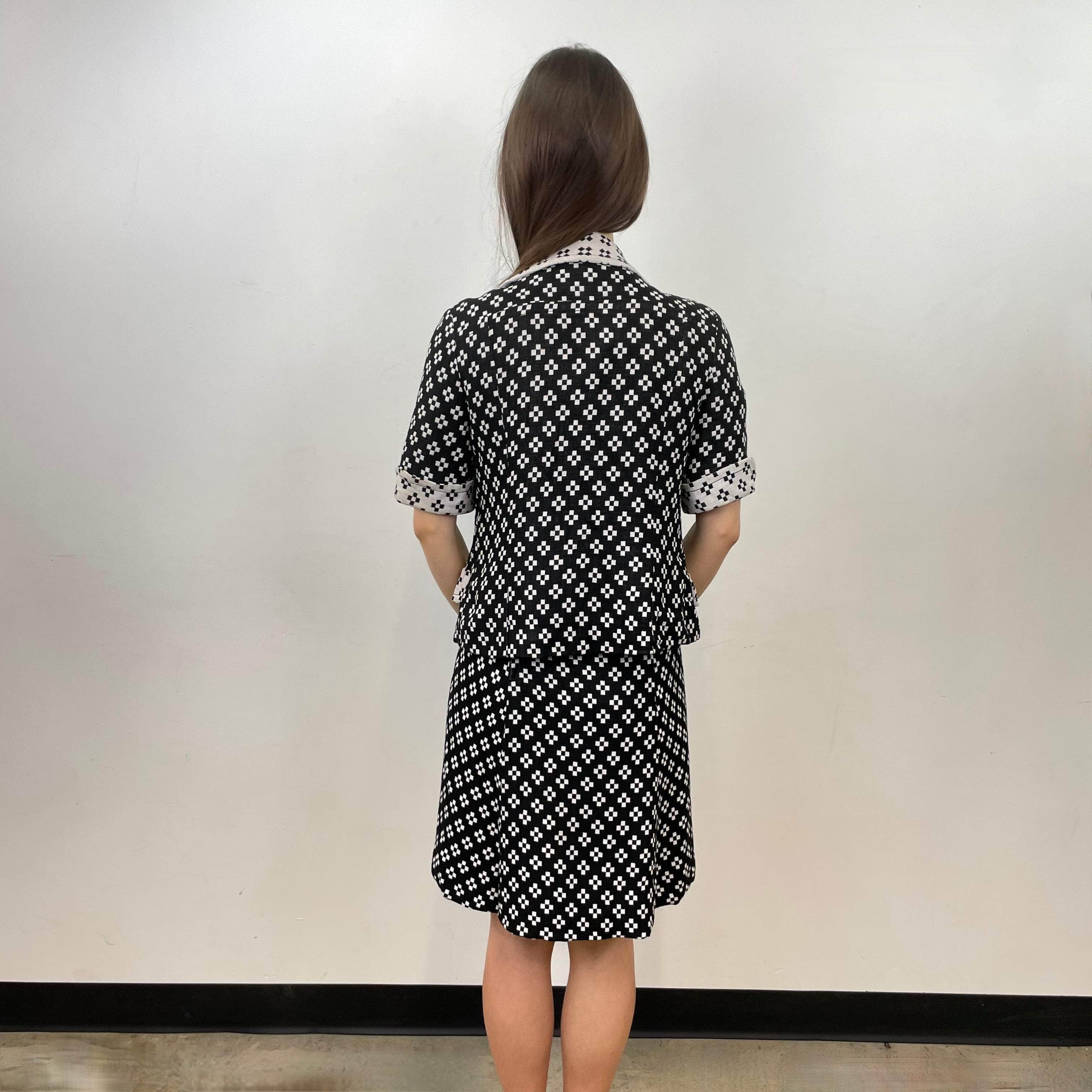 1960s Holt Renfrew Black and White Dress and Blazer Set Small - Image 3