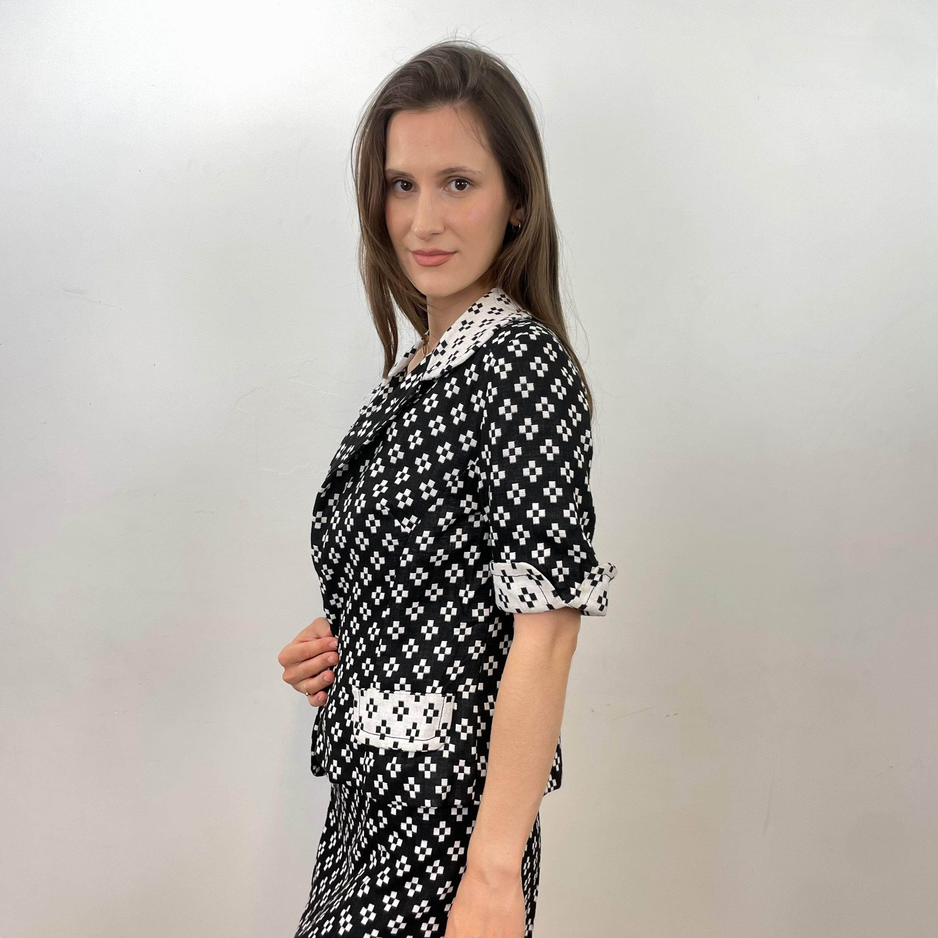 1960s Holt Renfrew Black and White Dress and Blazer Set Small - Image 5