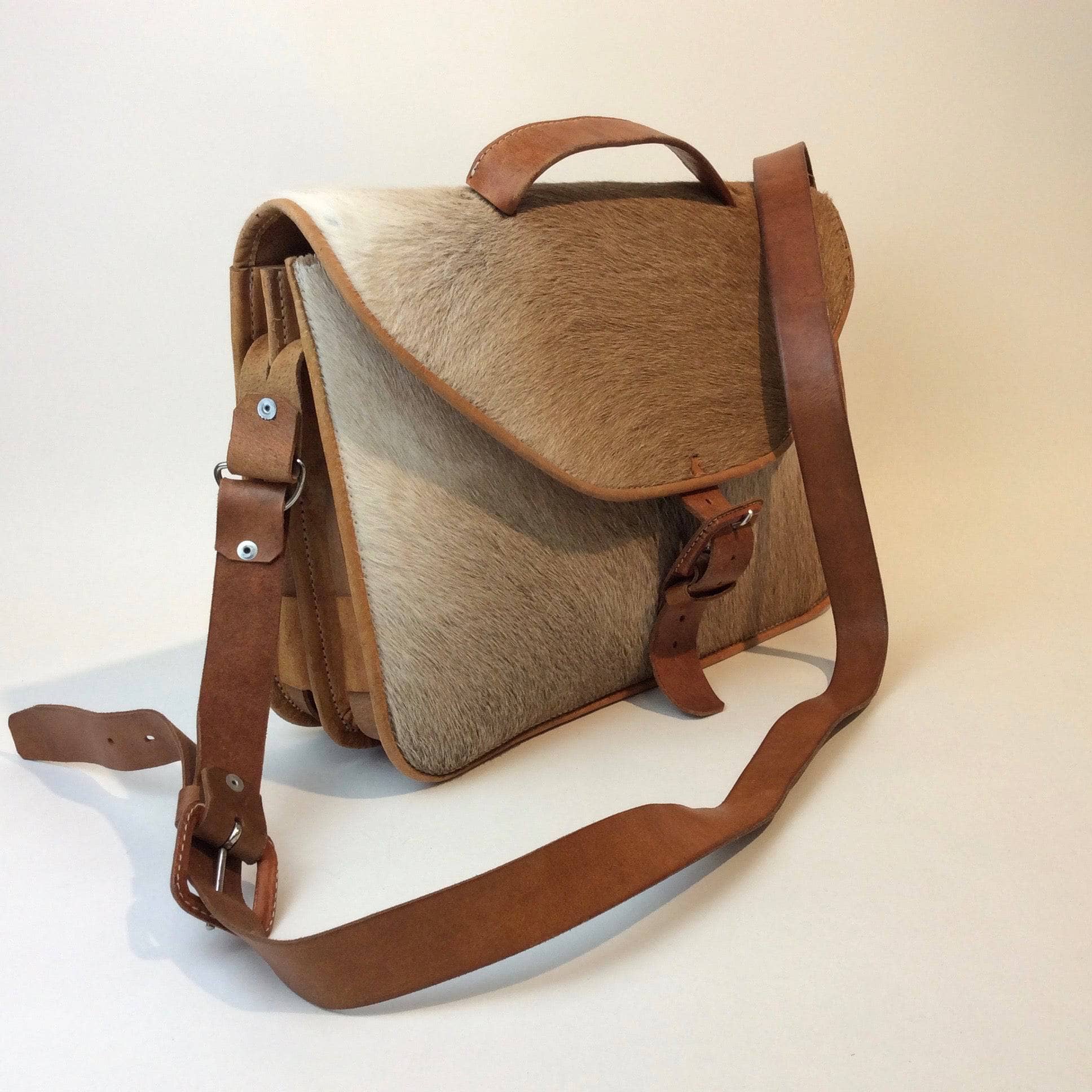 Vintage Leather and Horse Hair Messenger Bag - Image 3