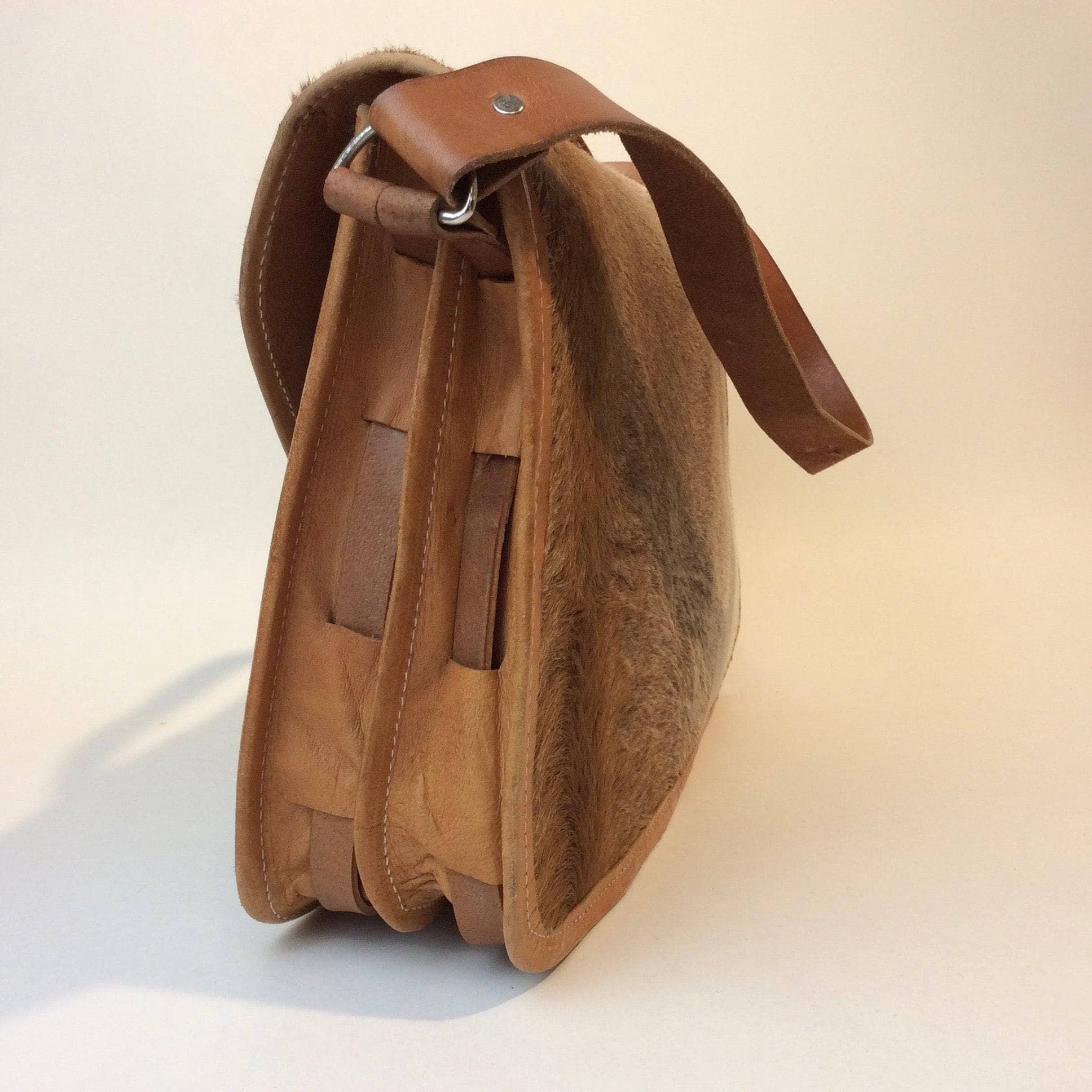 Vintage Leather and Horse Hair Messenger Bag - Image 4