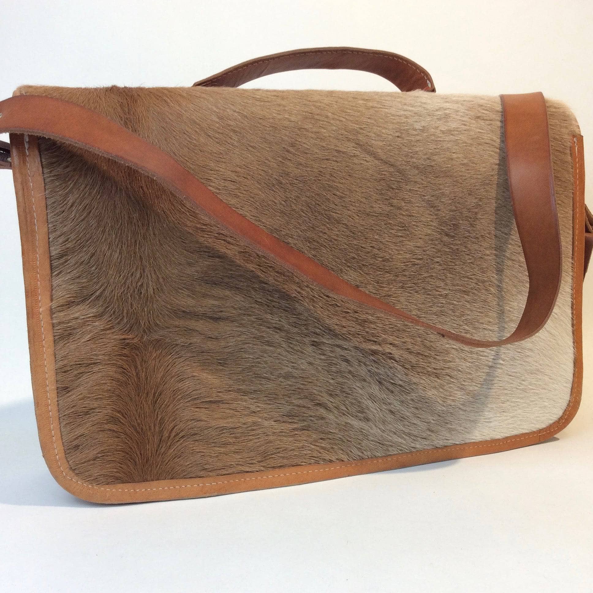 Vintage Leather and Horse Hair Messenger Bag - Image 5