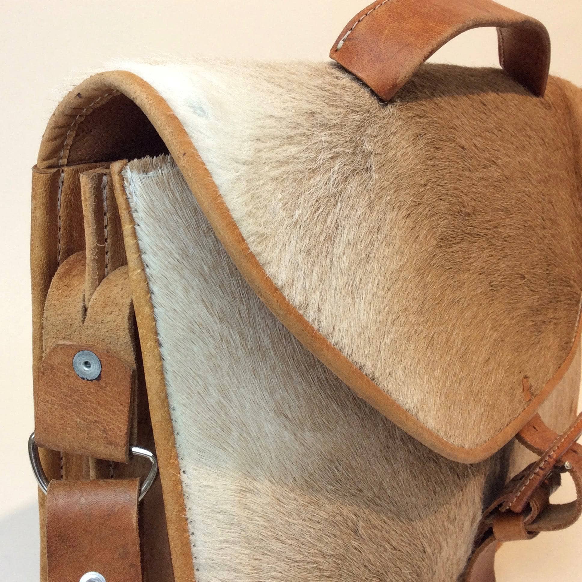 Vintage Leather and Horse Hair Messenger Bag - Image 9