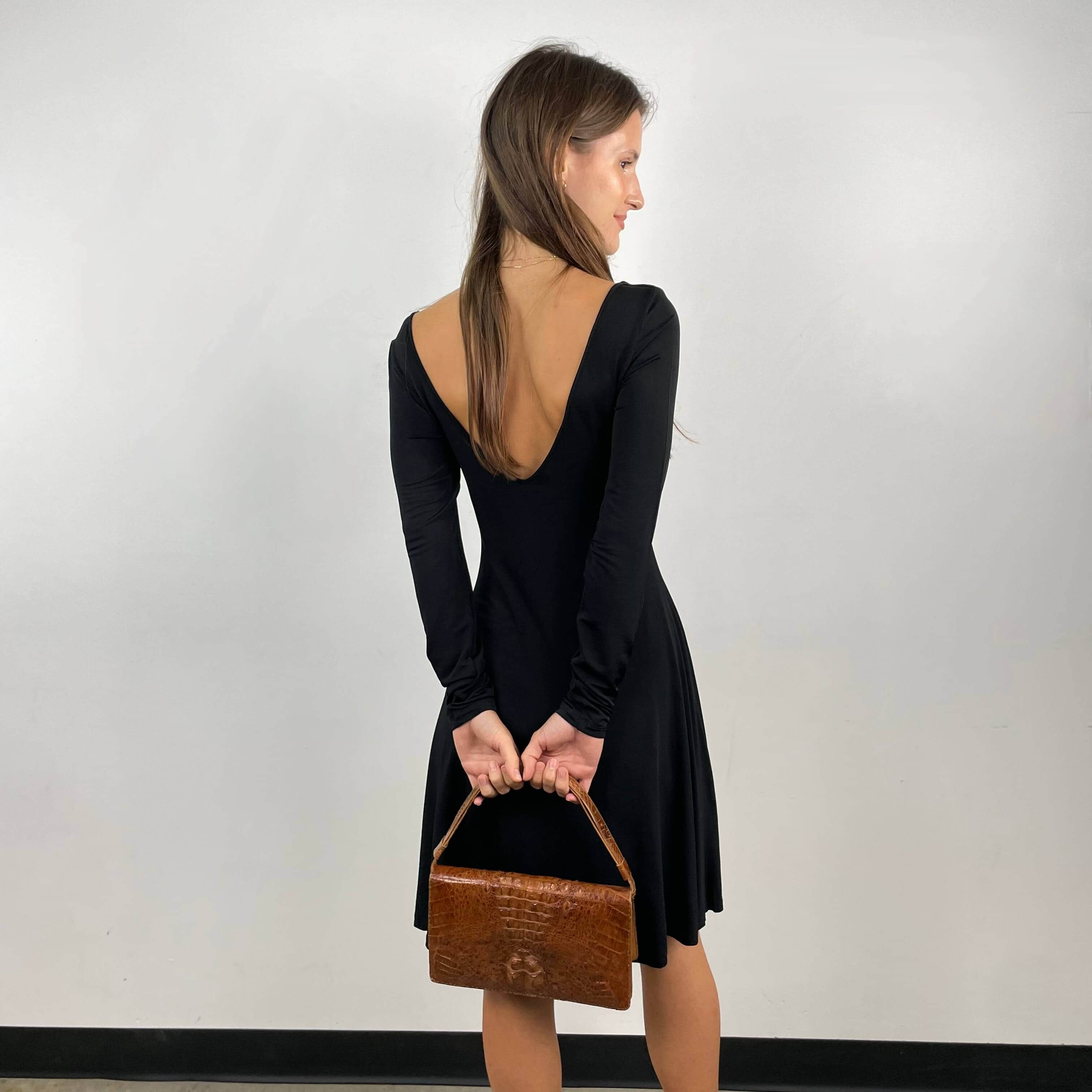 Just Cavalli Long Sleeve Flared Black Dress Small/Medium - Image 4