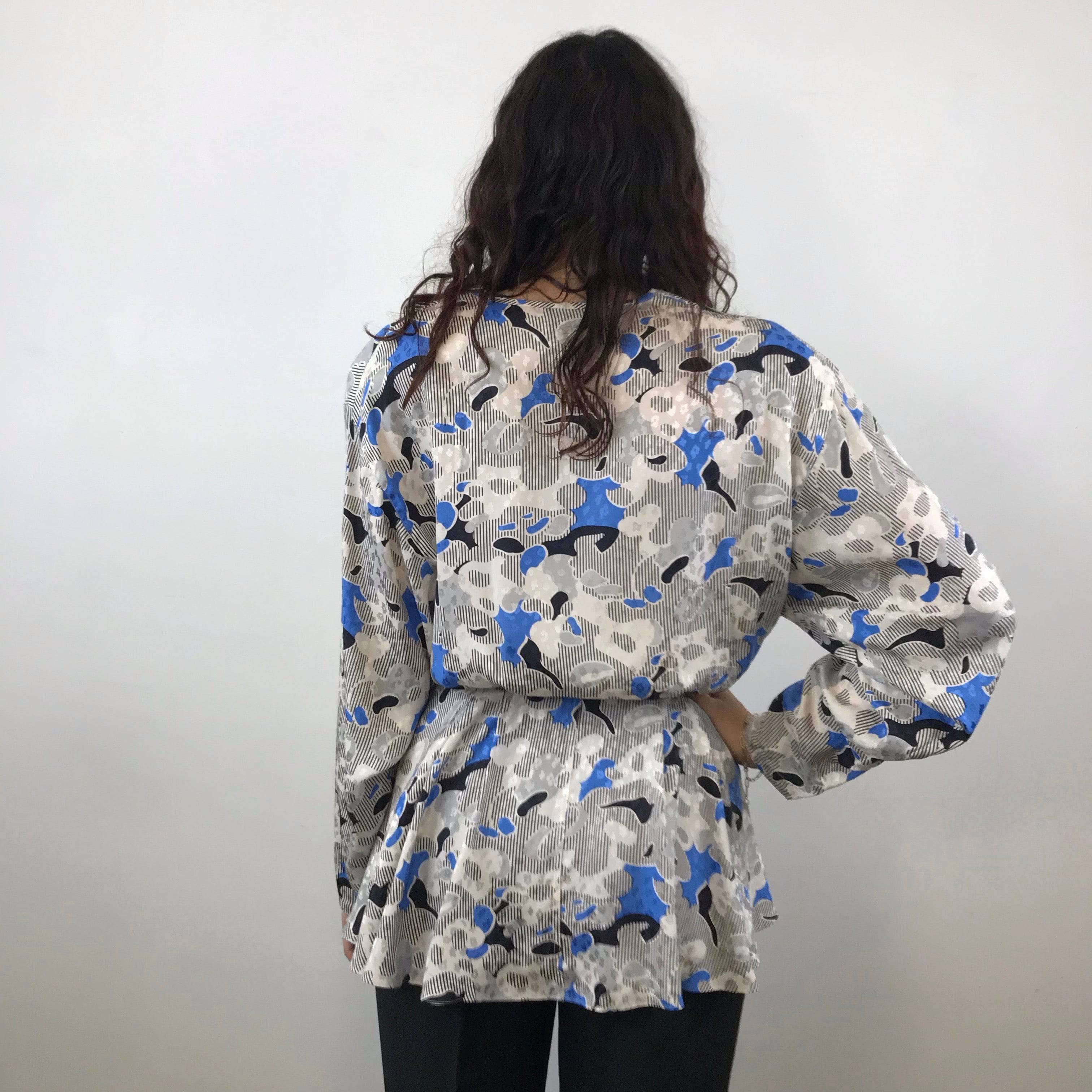 Louis Féraud Wrap Silk Peplum Blouse Medium-Large - Image 3
