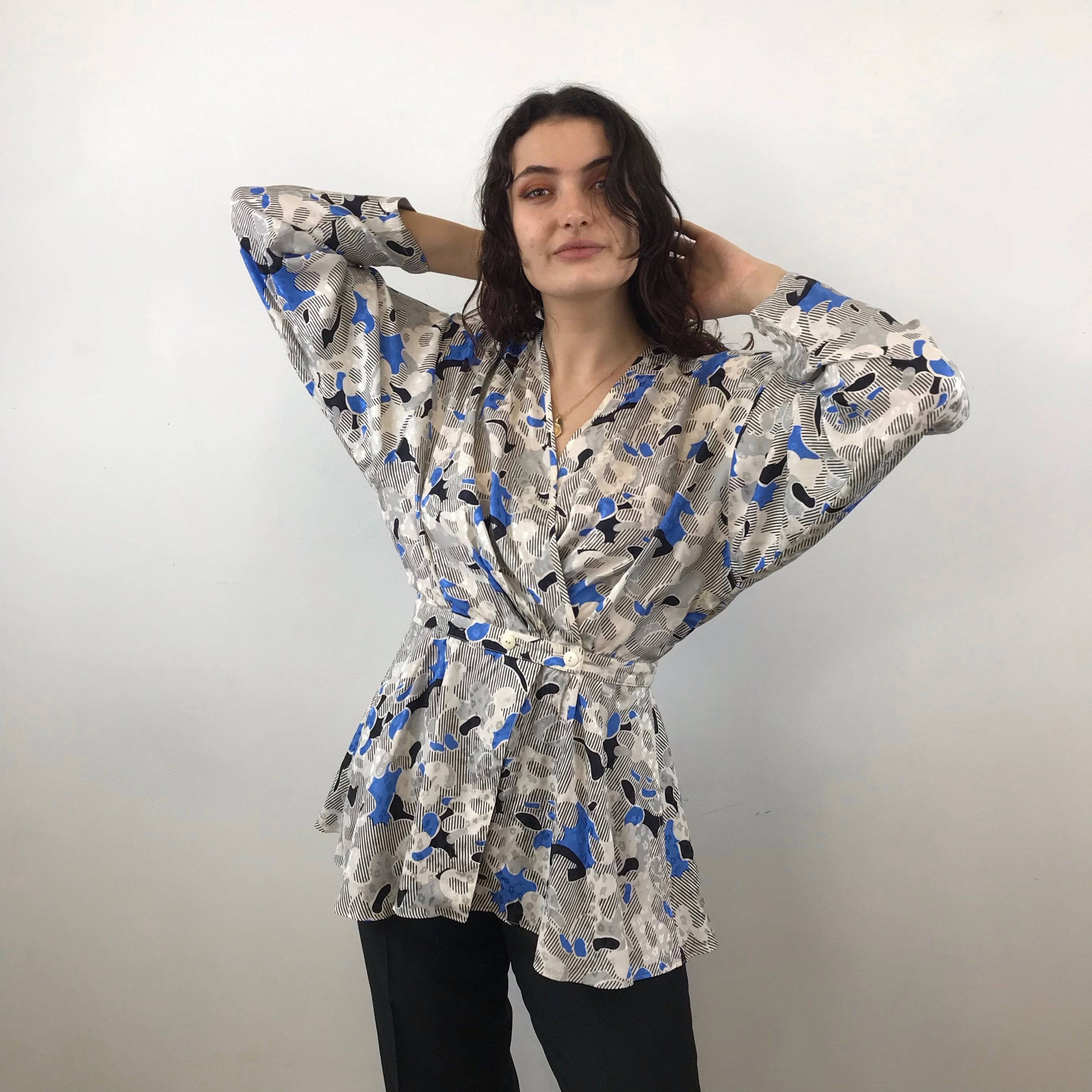 Louis Féraud Wrap Silk Peplum Blouse Medium-Large - Image 5