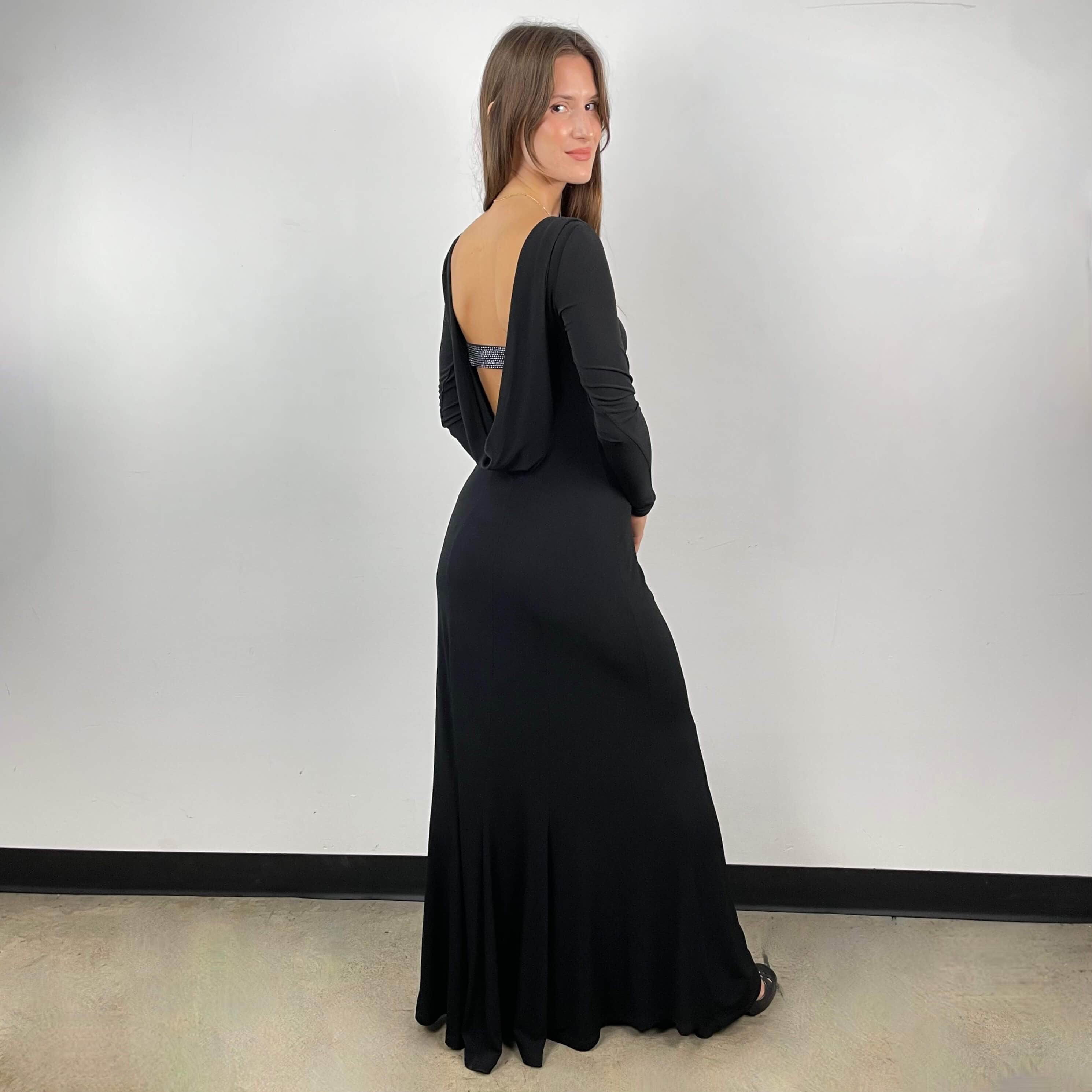 Open Back Floor Length Black Dress Small/Medium - Image 3