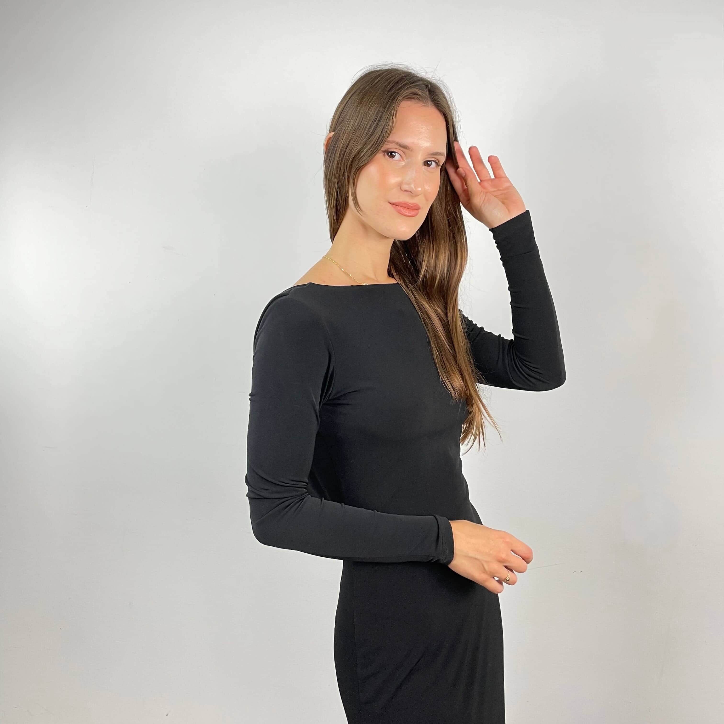 Open Back Floor Length Black Dress Small/Medium - Image 6