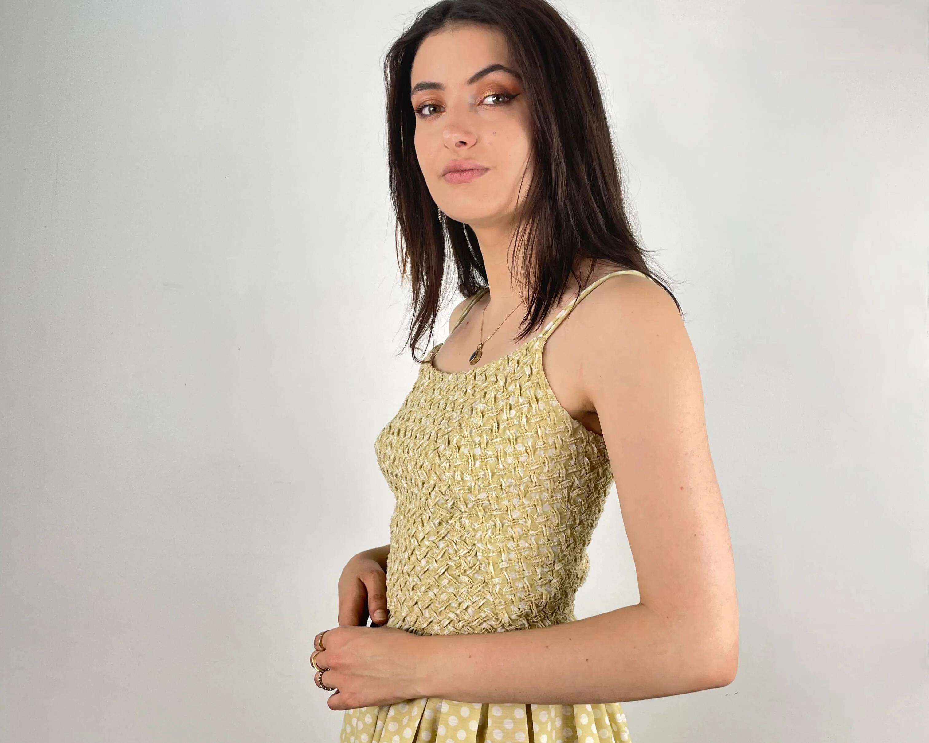 1950s Polka Dot Sleeveless Dress Small - Image 2