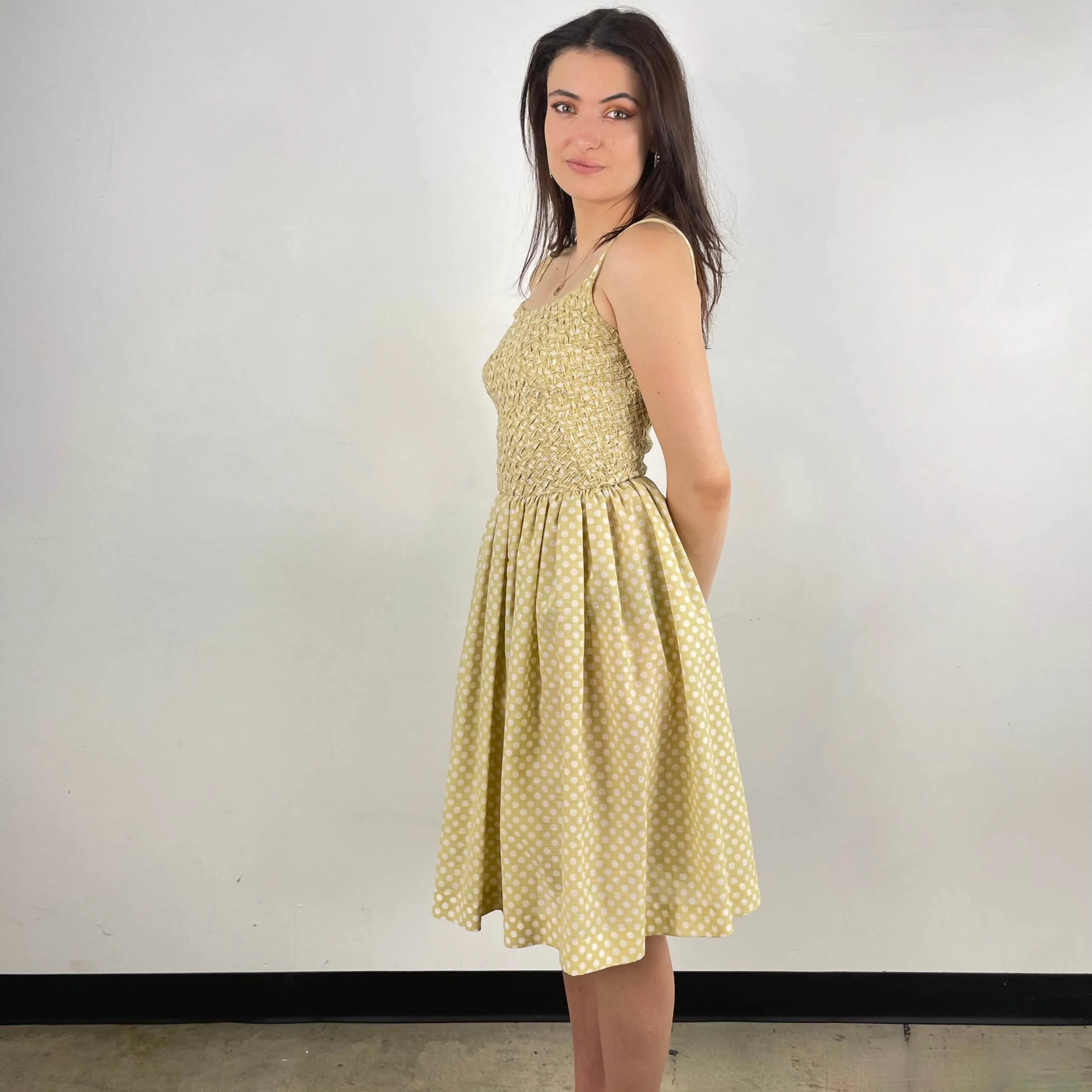 1950s Polka Dot Sleeveless Dress Small - Image 3