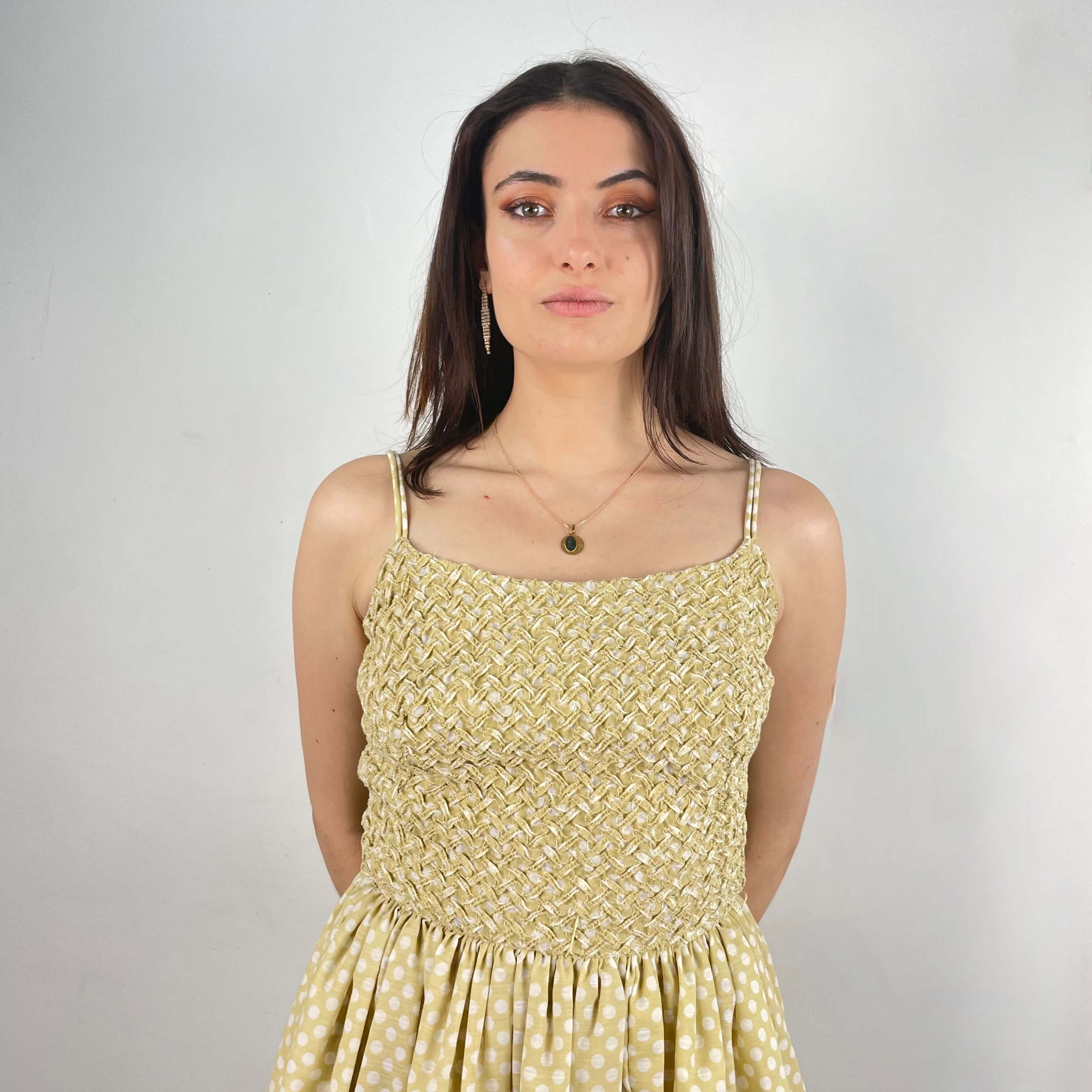 1950s Polka Dot Sleeveless Dress Small - Image 5