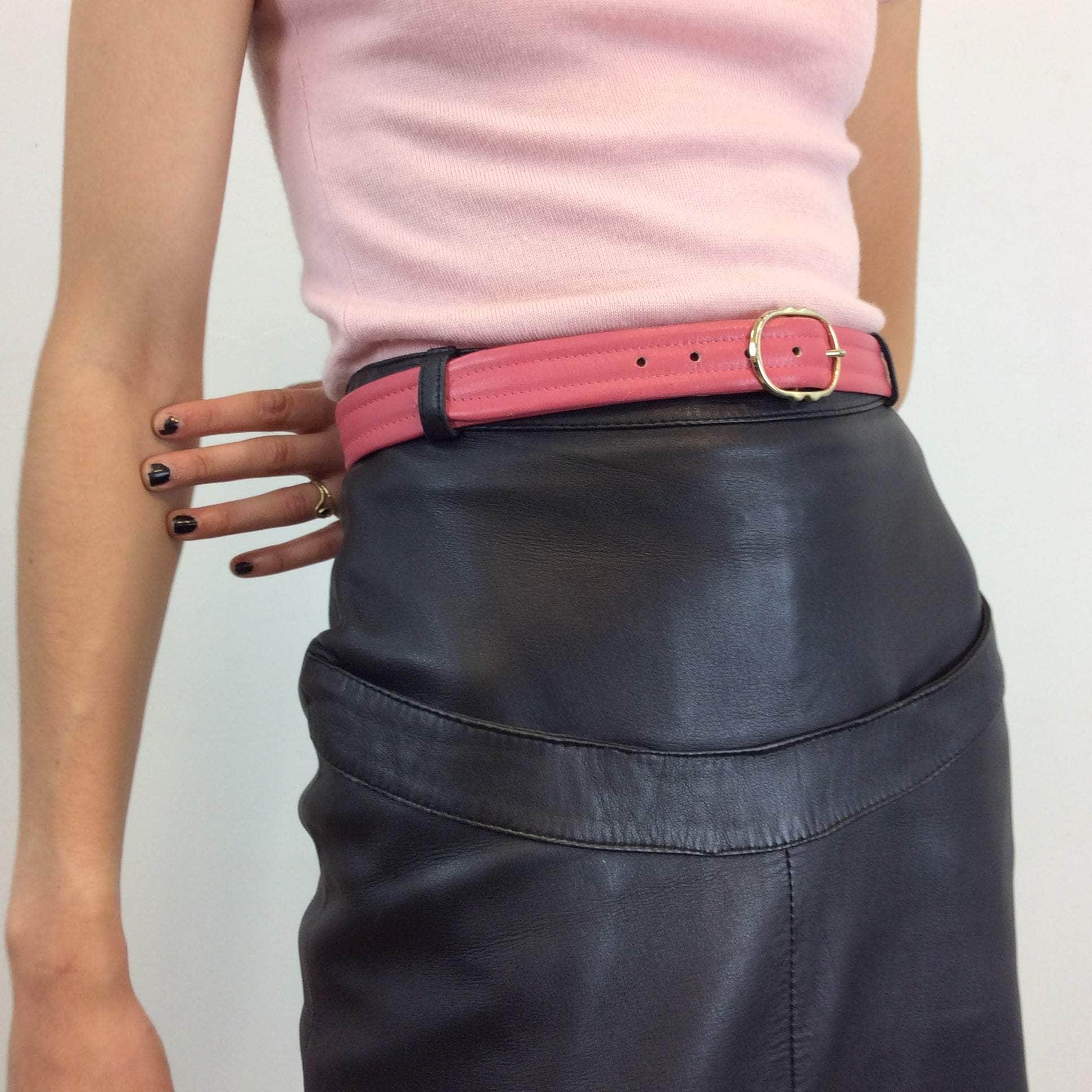 1990s High-Waisted Black Leather Midi Skirt XS/S - Image 3