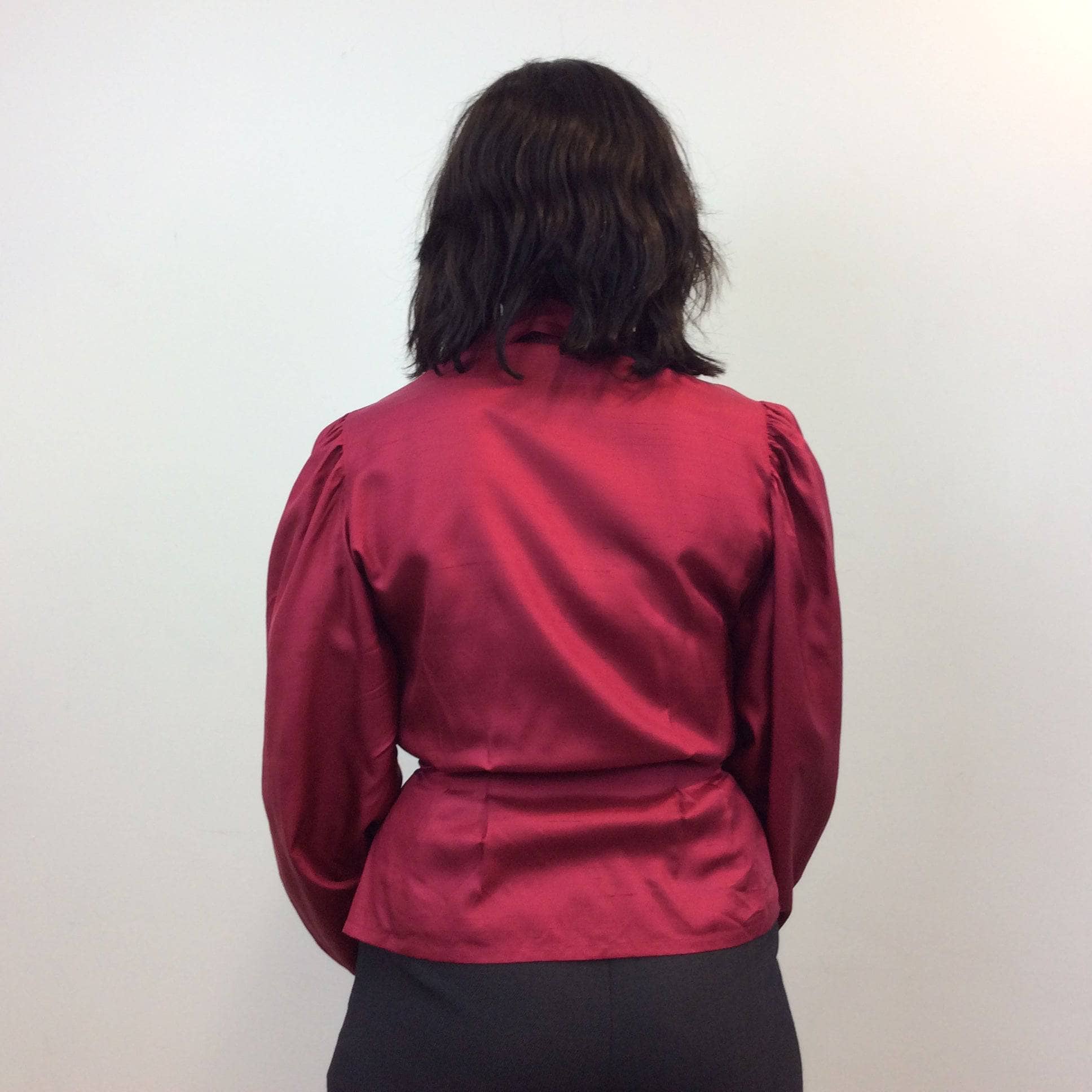 Pierre Balmain Cherry Red Silk Blouse Medium - Image 3