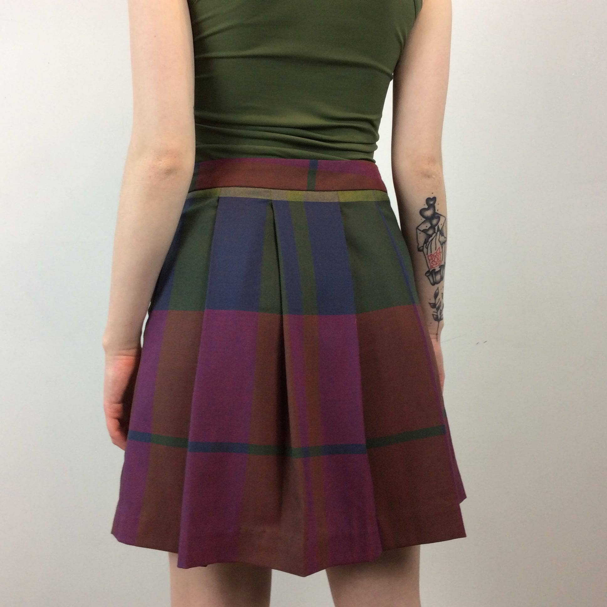 Tommy Hilfiger Multi Coloured Pleated Plaid Skirt Small - Image 4