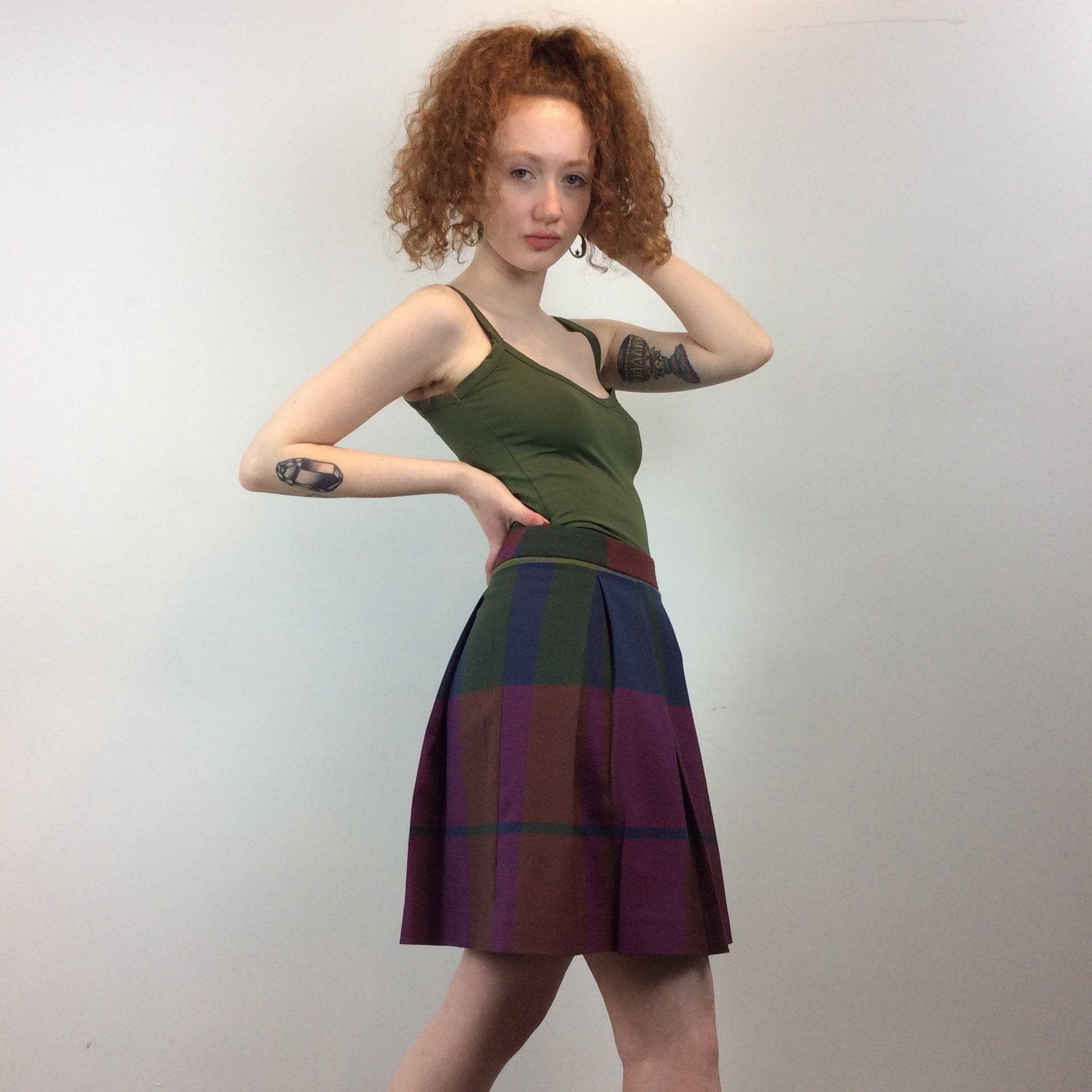 Tommy Hilfiger Multi Coloured Pleated Plaid Skirt Small - Image 6