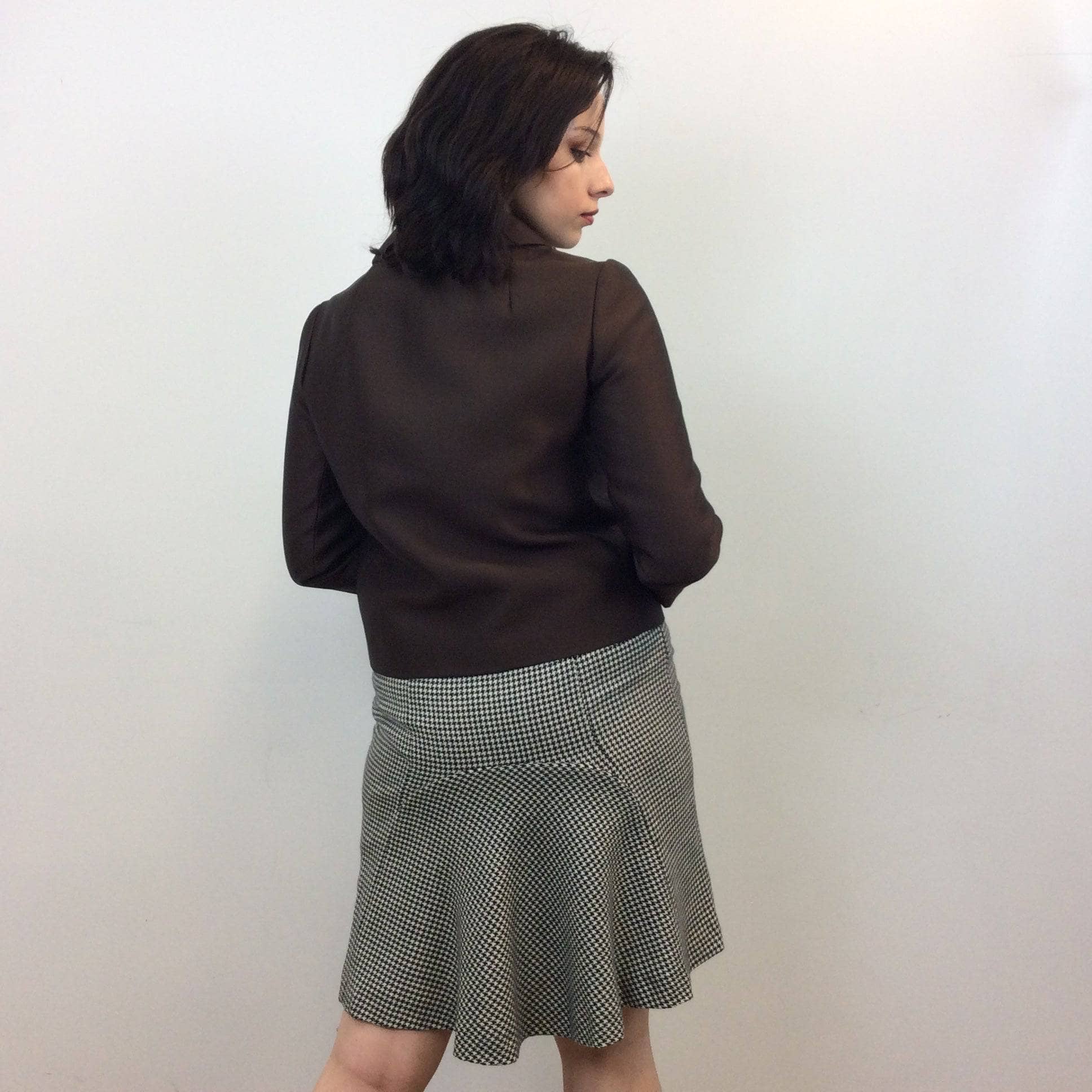 Valentino Houndstooth Knee Length Wool Skirt Medium - Image 5