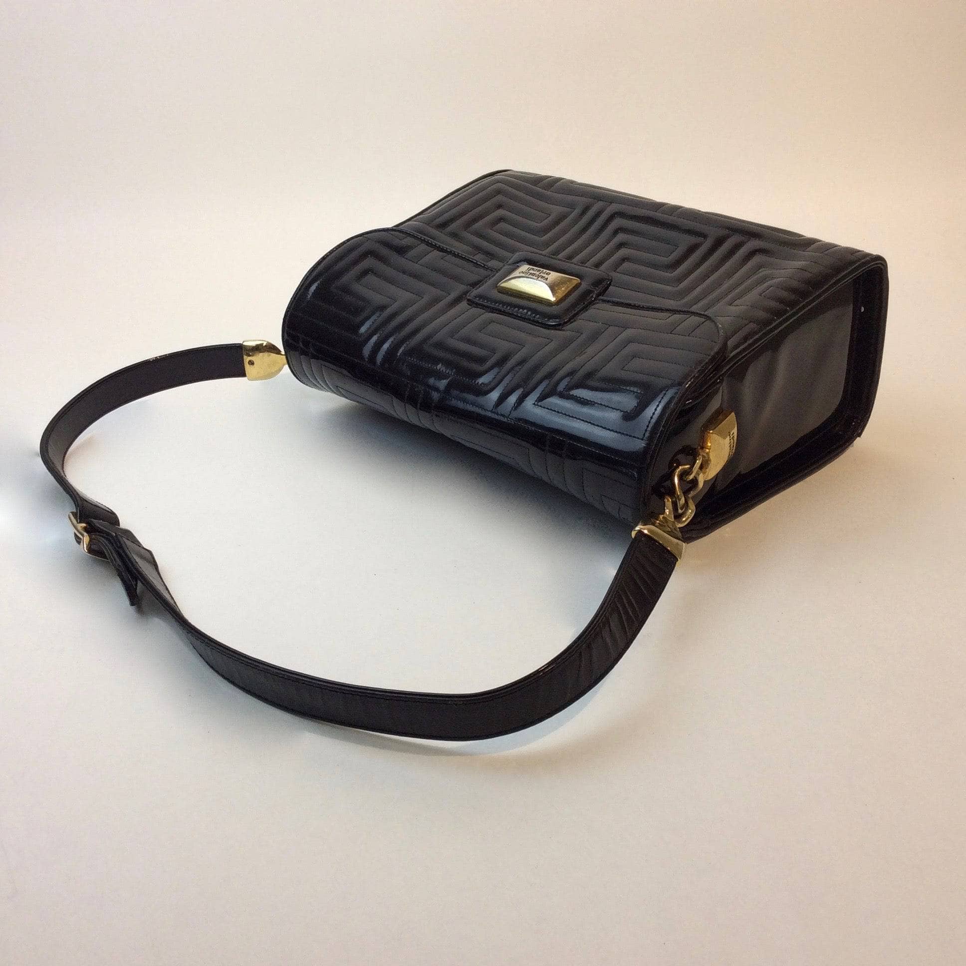 Valentino Orlandi Quilted Black Patent Leather Purse - Image 2