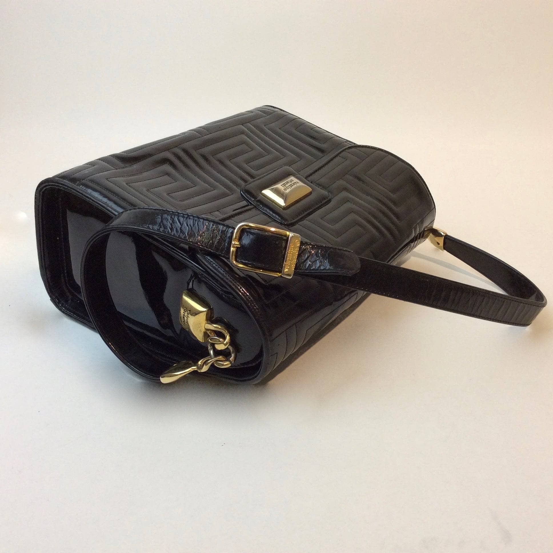 Valentino Orlandi Quilted Black Patent Leather Purse - Image 3