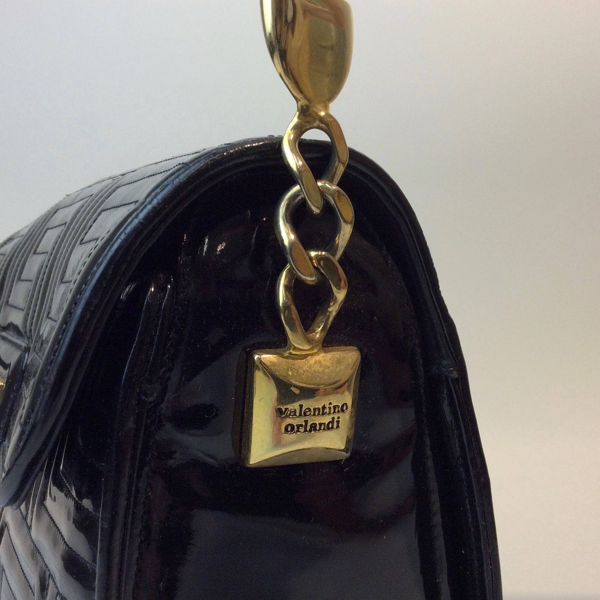 Valentino Orlandi Quilted Black Patent Leather Purse - Image 5