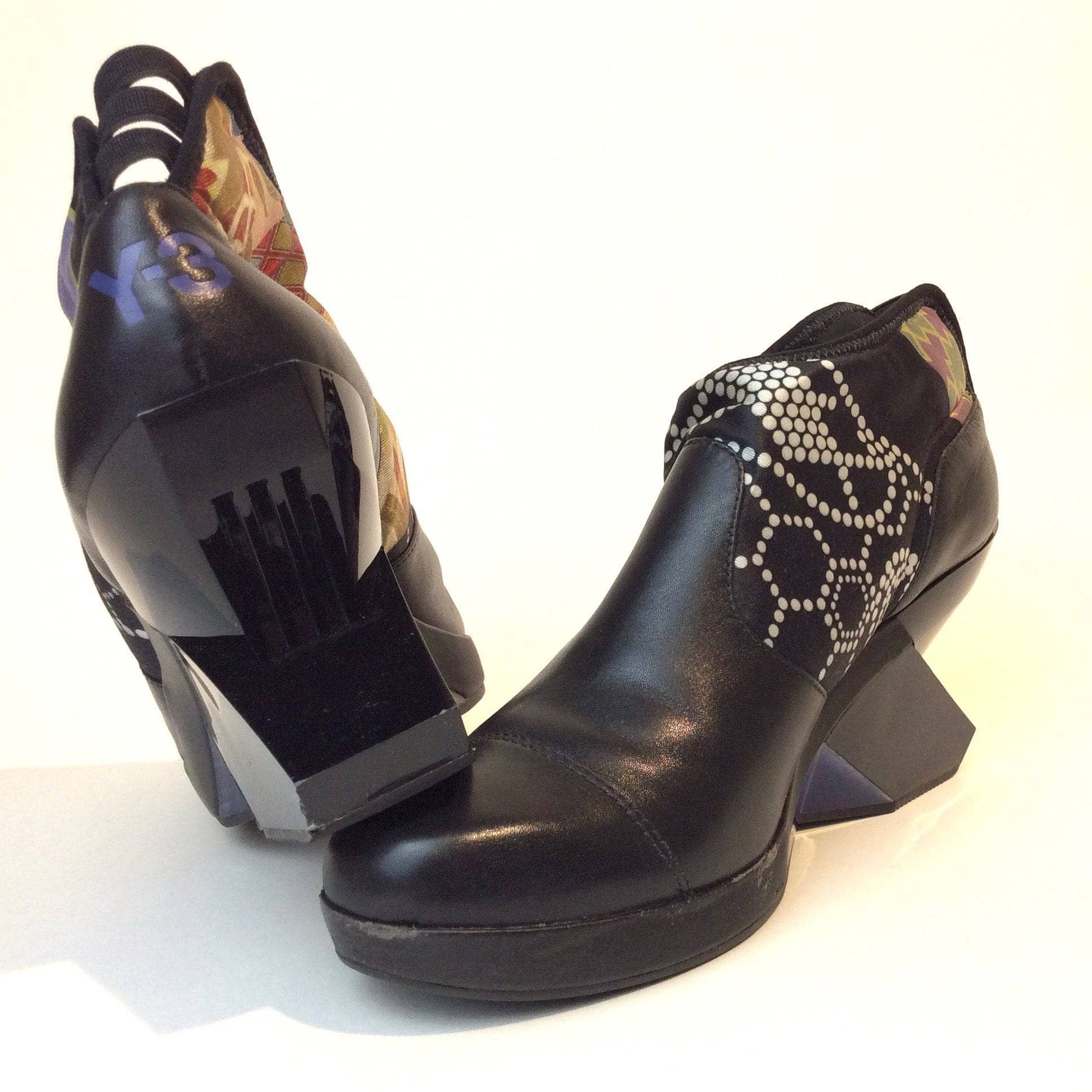 Yohji Yamamoto Y3 Sculptured Heel Leather and Neoprene Shoes S/M - Image 8